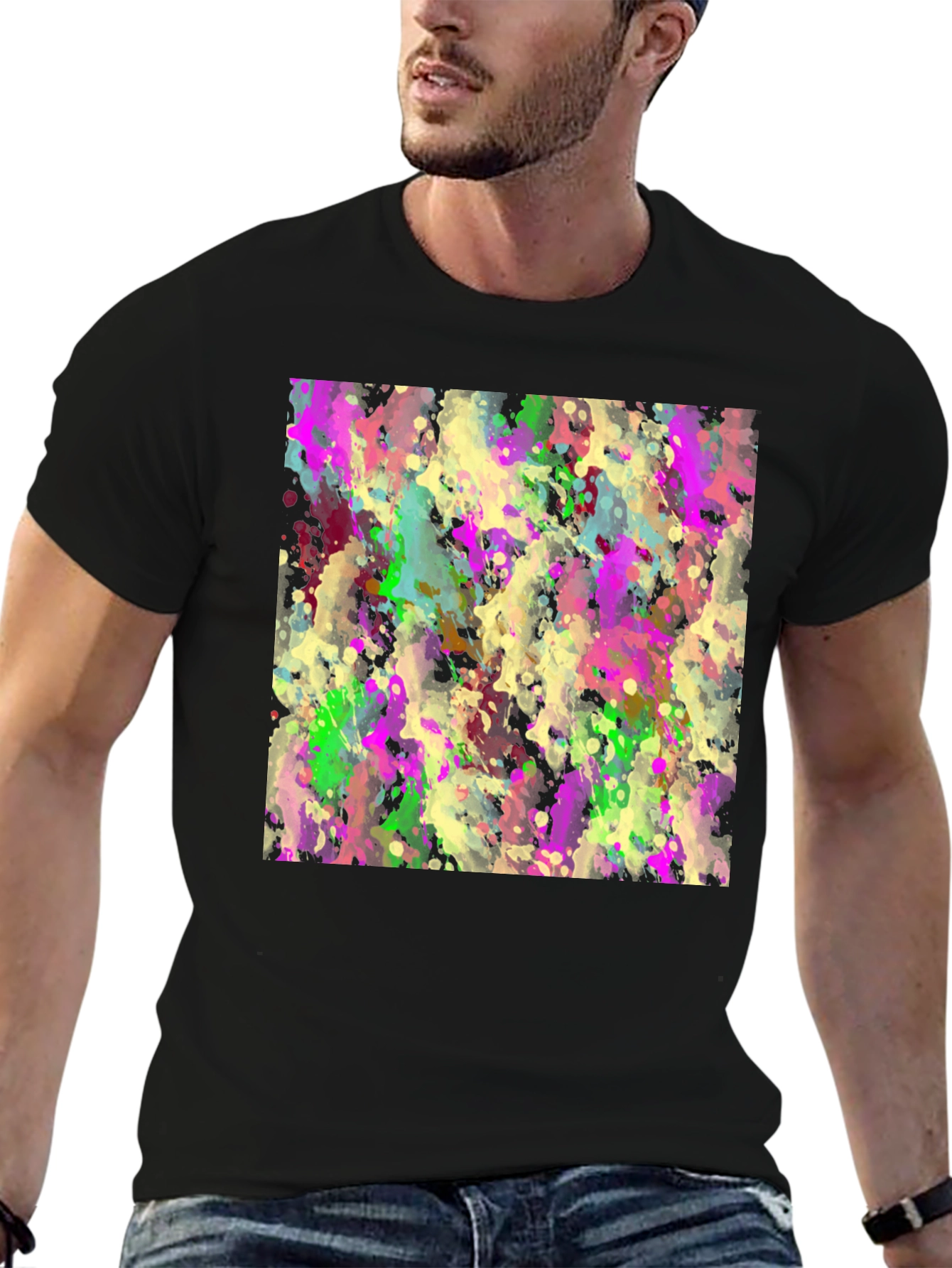 Abstract Splash Art T-Shirt - Modern Crew Neck Tee