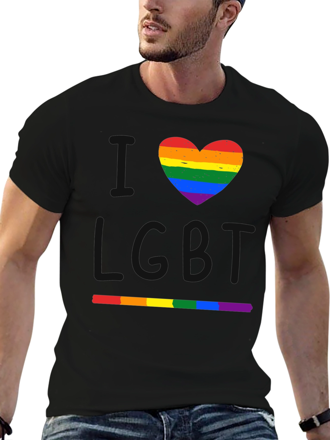 I Heart LGBT Pride Rainbow Graphic Tee
