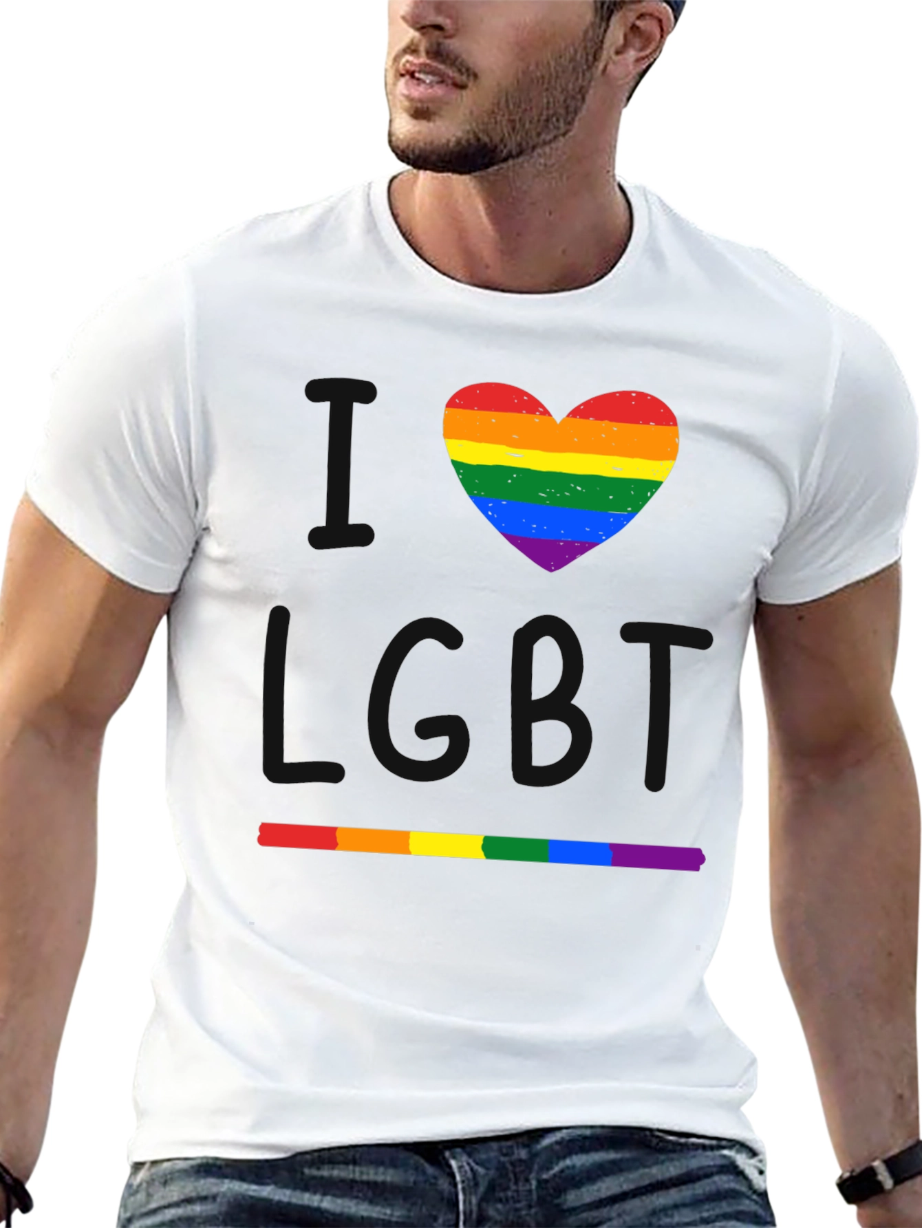 I Heart LGBT Pride Rainbow Graphic Tee