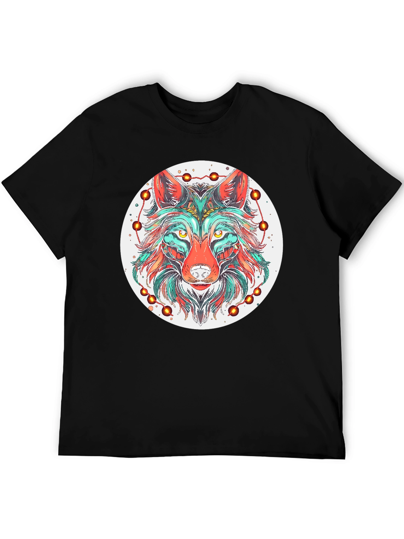 Wolf Mandala Graphic Tee - Stylish Black T-Shirt