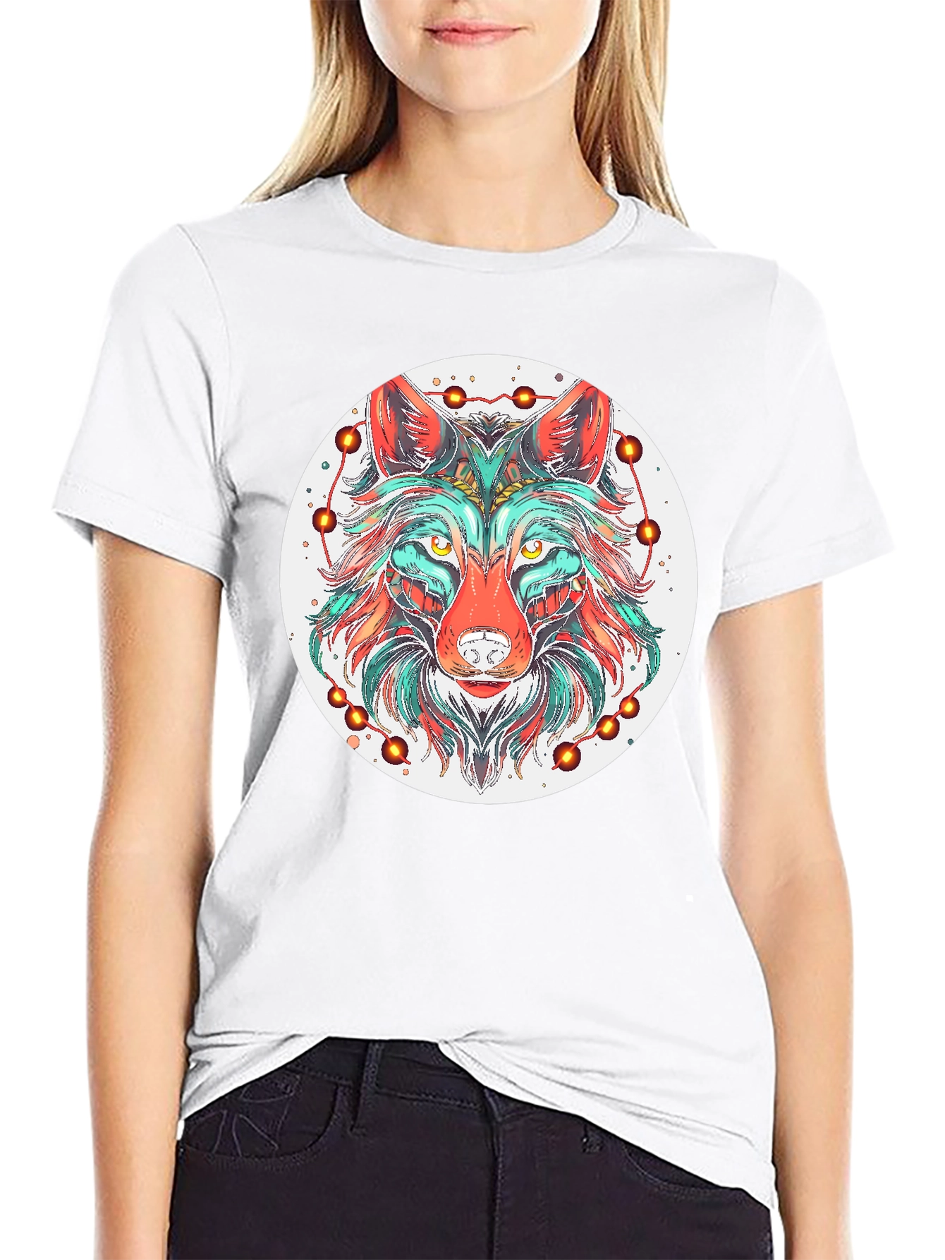 Wolf Mandala Graphic Tee - Stylish Black T-Shirt