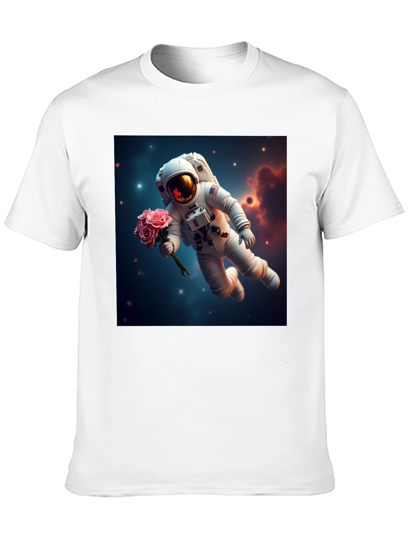 Astronaut with Roses Graphic T-Shirt
