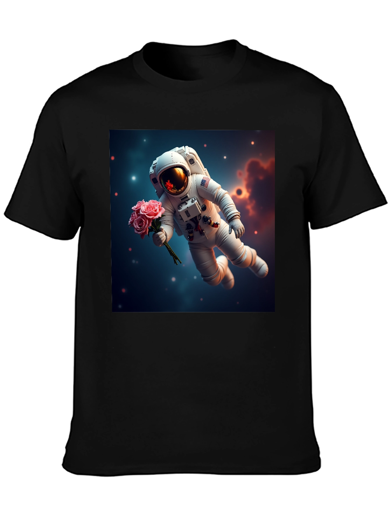 Astronaut with Roses Graphic T-Shirt