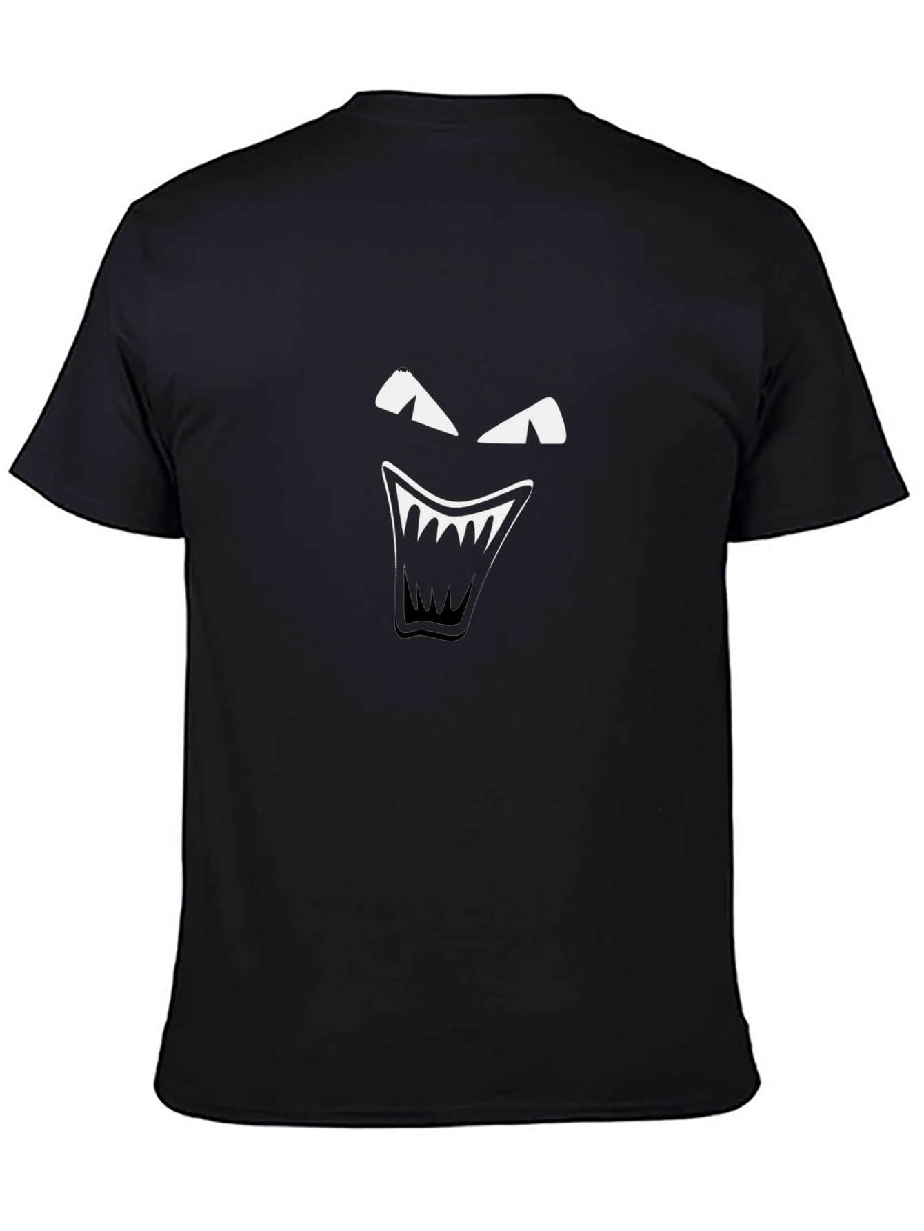 Mens Black T-Shirt with Graphic Monster Face