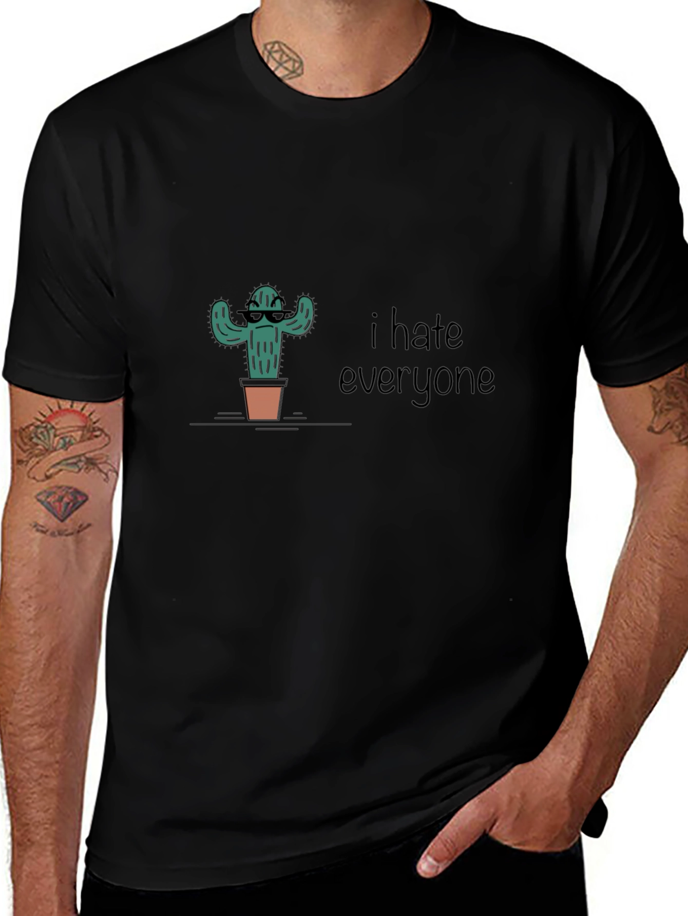I Hate Everyone Cactus Graphic T-Shirt