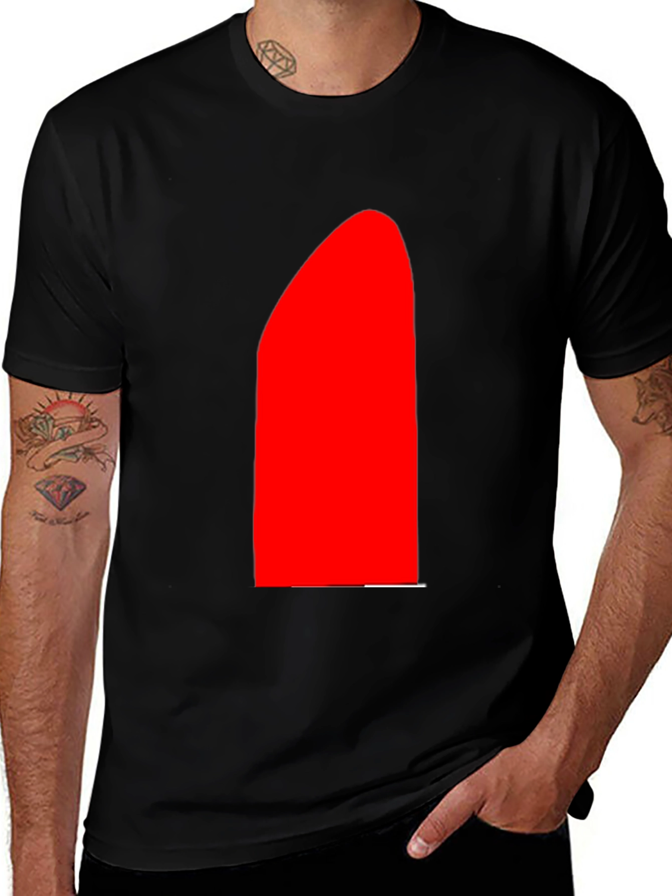 Modern Black T-Shirt with Bold Red Graphic