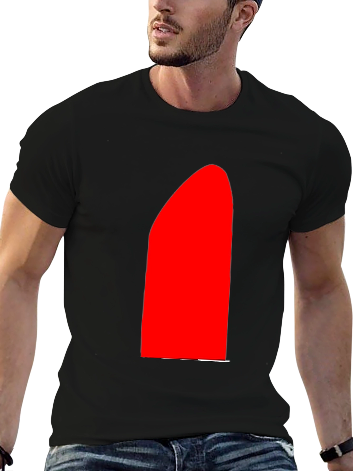 Modern Black T-Shirt with Bold Red Graphic