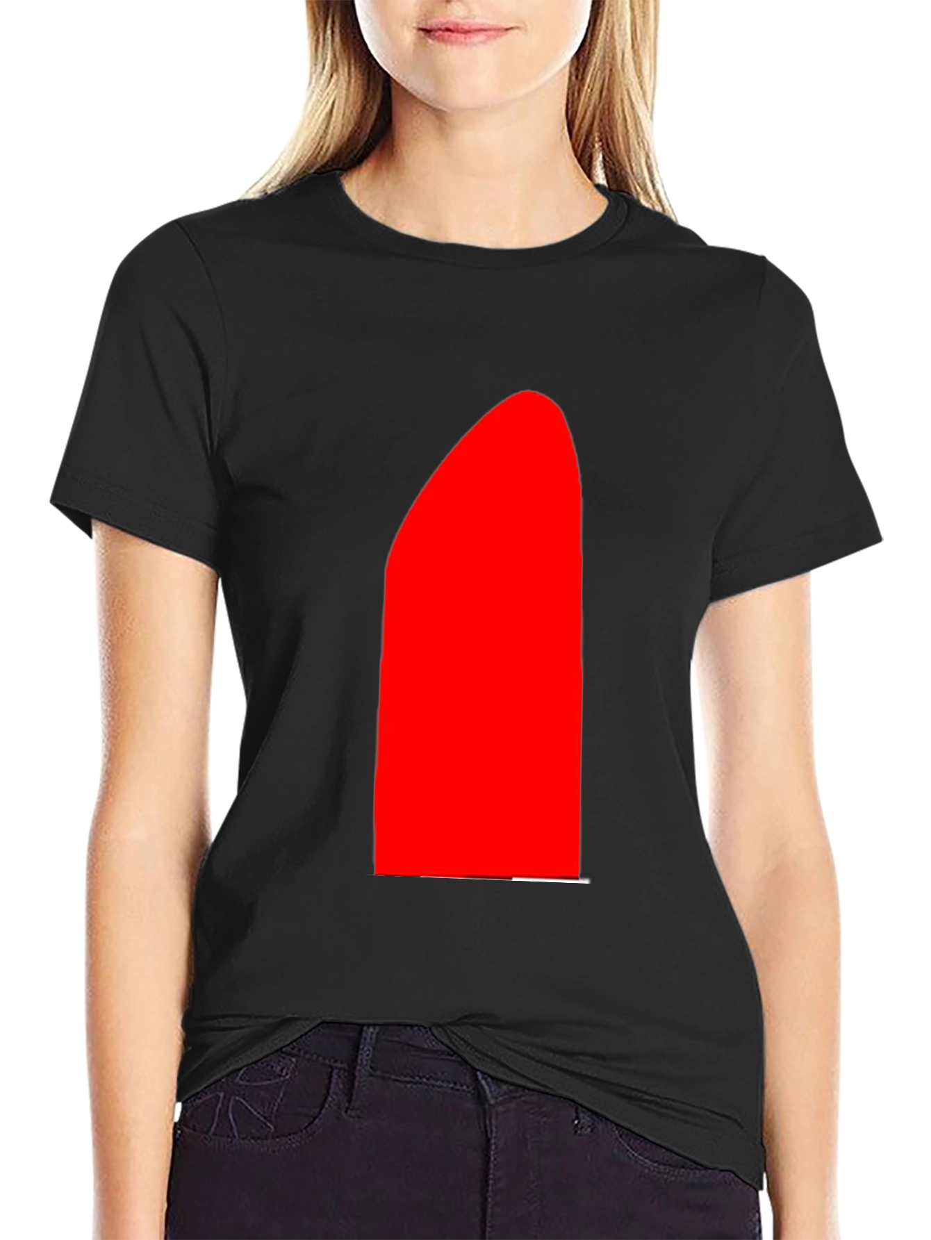Modern Black T-Shirt with Bold Red Graphic