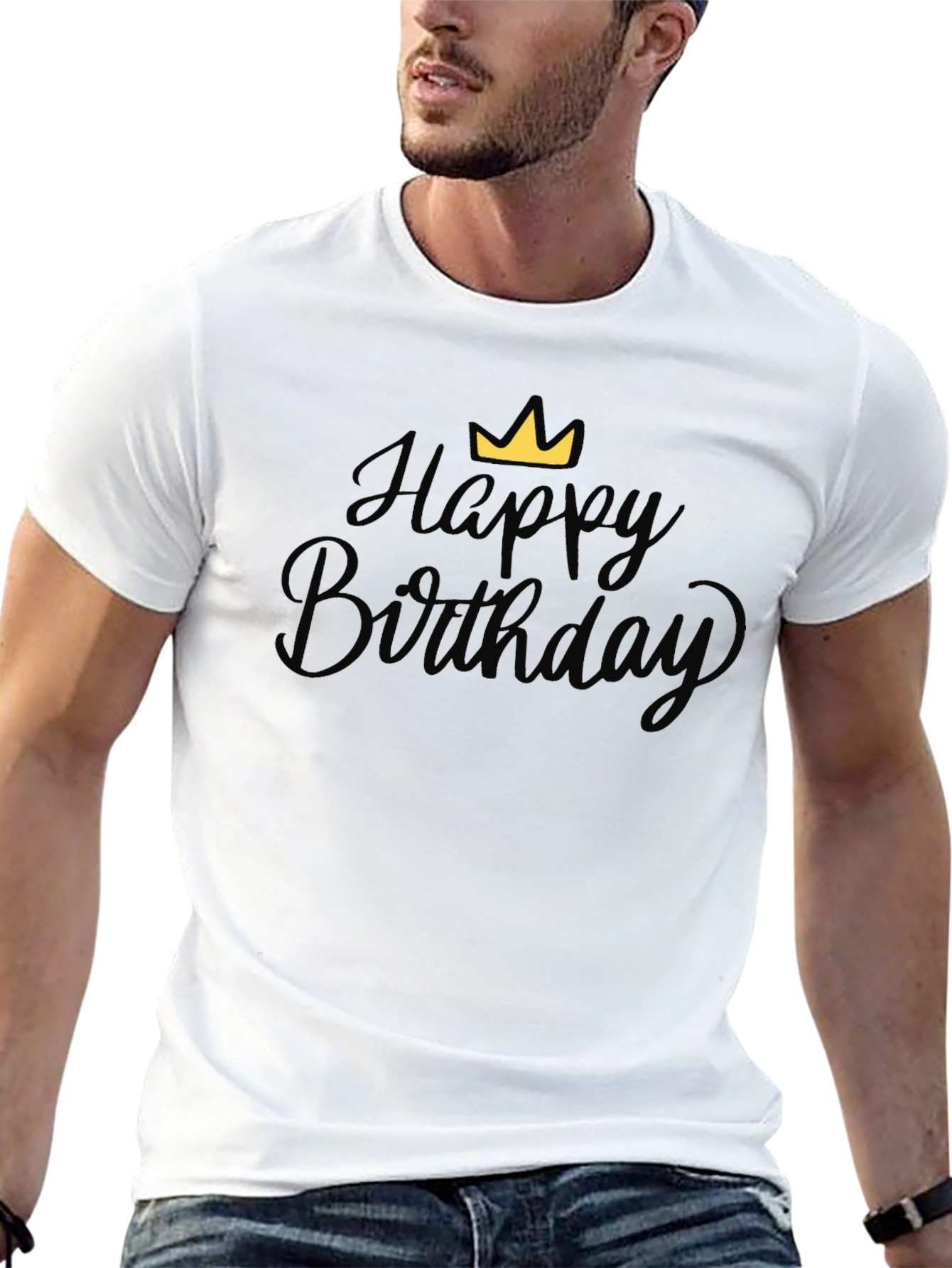 Happy Birthday Crown Graphic Black T-Shirt
