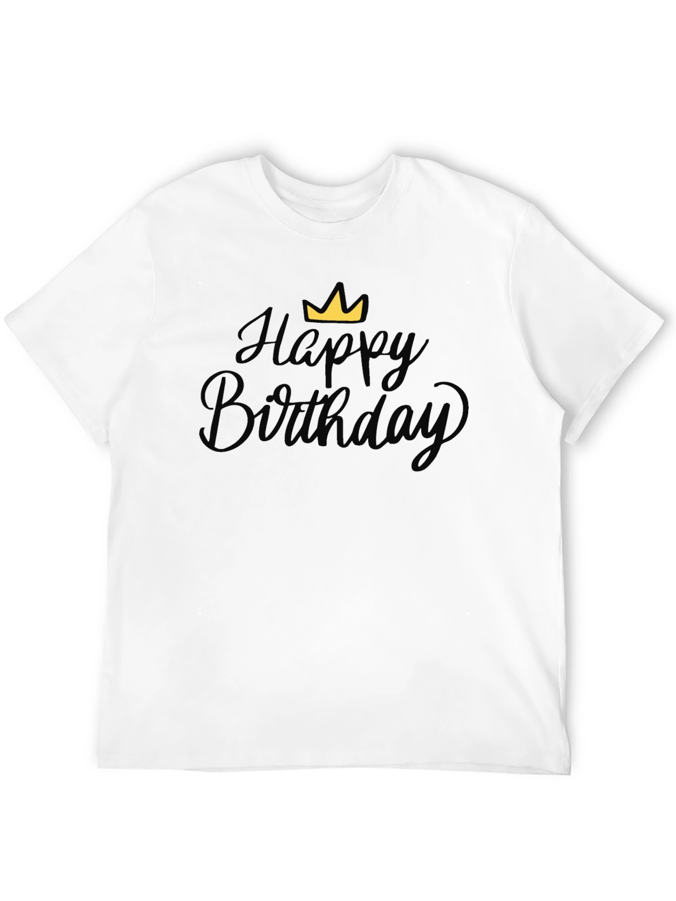 Happy Birthday Crown Graphic Black T-Shirt