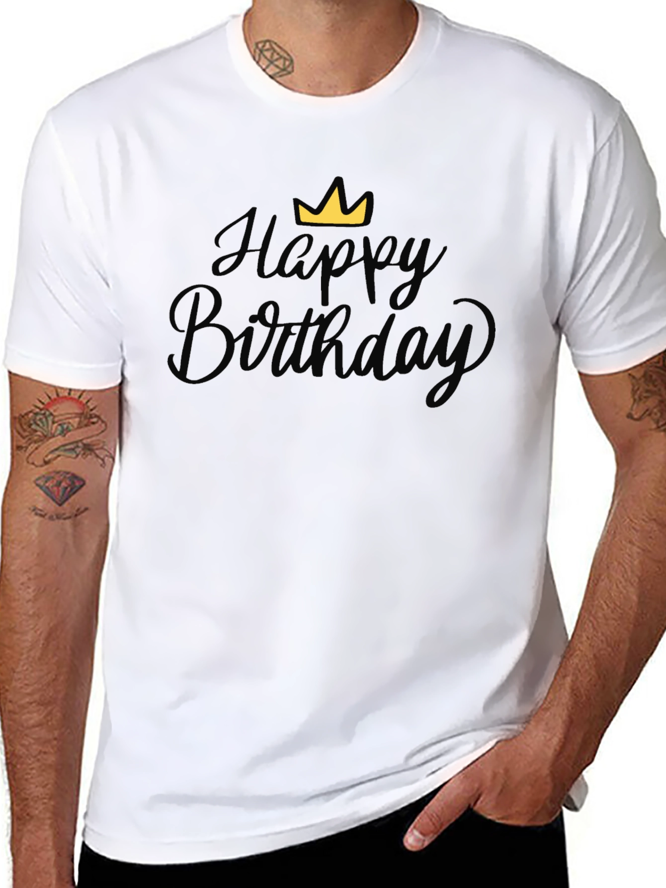 Happy Birthday Crown Graphic Black T-Shirt