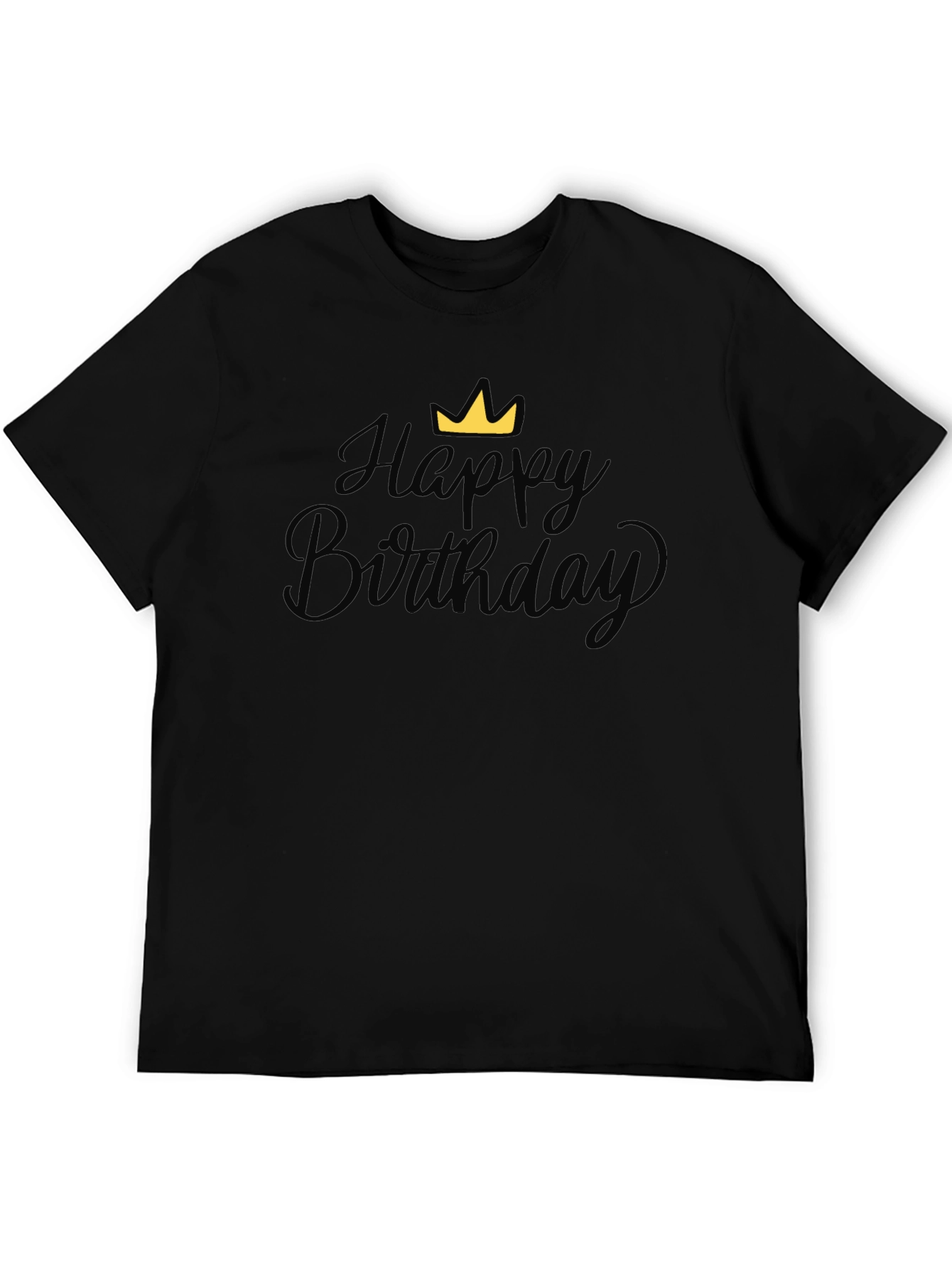 Happy Birthday Crown Graphic Black T-Shirt