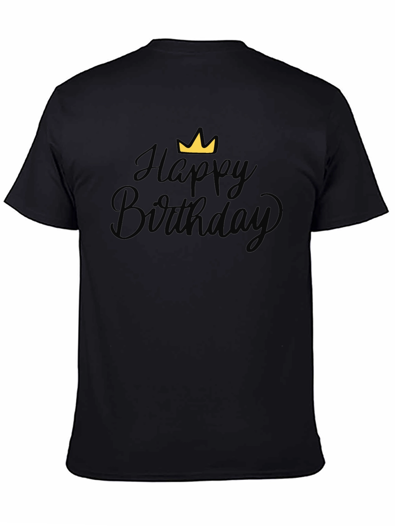 Happy Birthday Crown Graphic Black T-Shirt