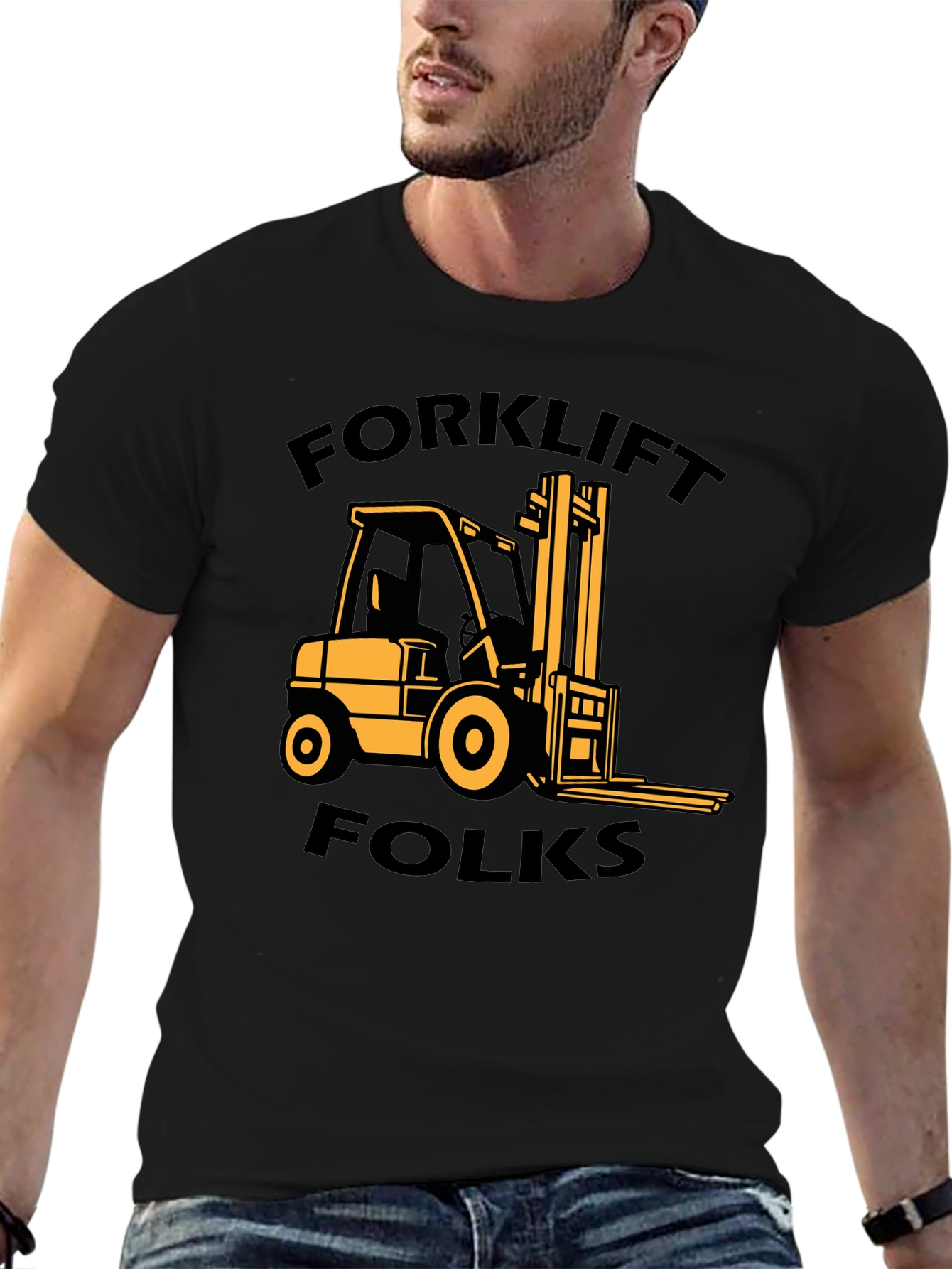 Forklift Folks Graphic Tee - Black Cotton T-Shirt