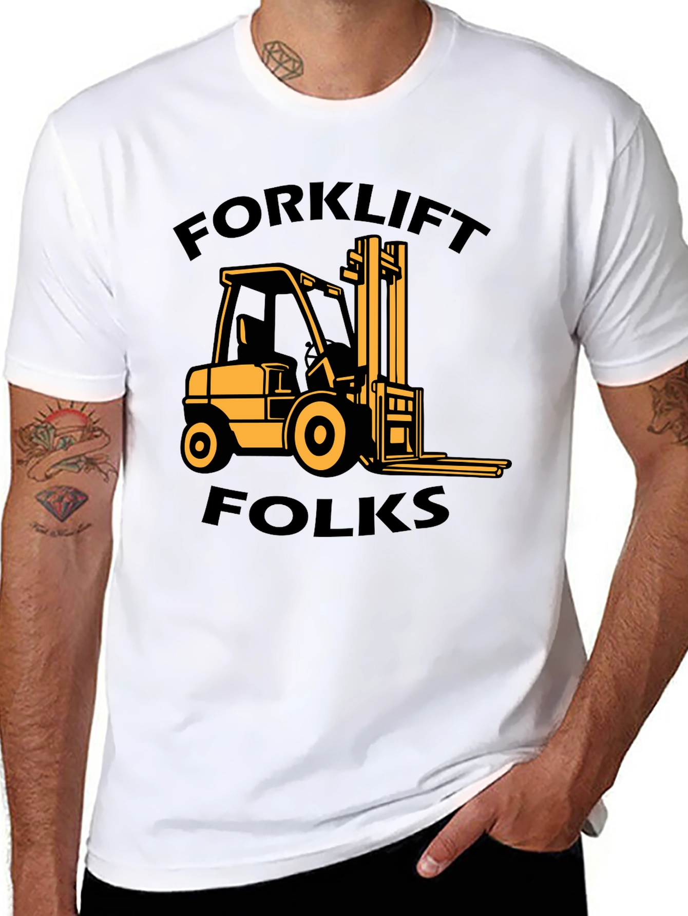 Forklift Folks Graphic Tee - Black Cotton T-Shirt