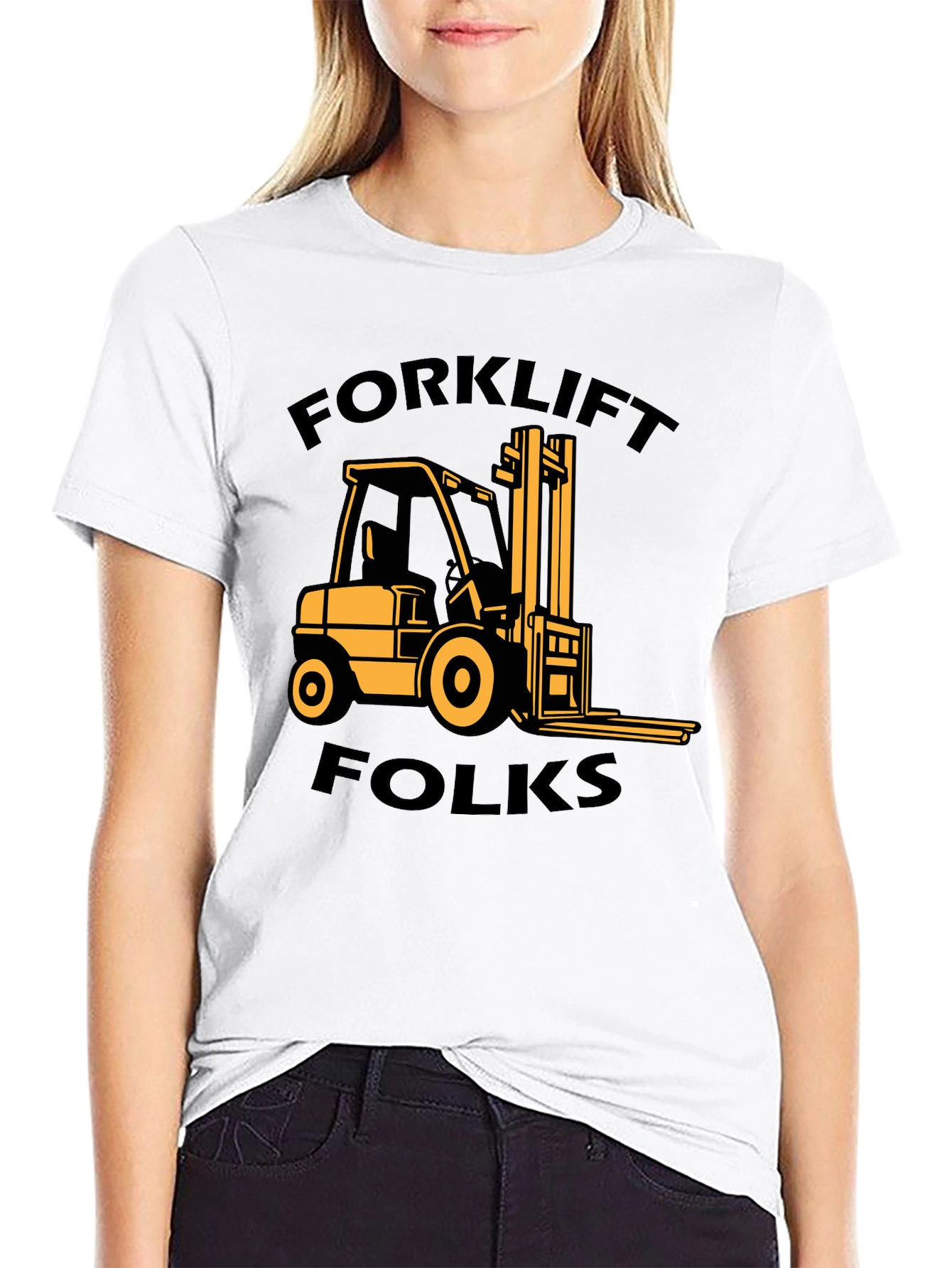 Forklift Folks Graphic Tee - Black Cotton T-Shirt