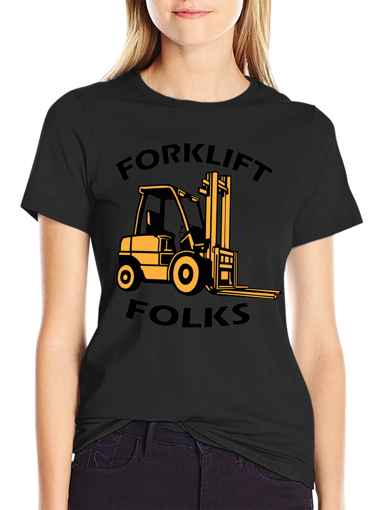 Forklift Folks Graphic Tee - Black Cotton T-Shirt