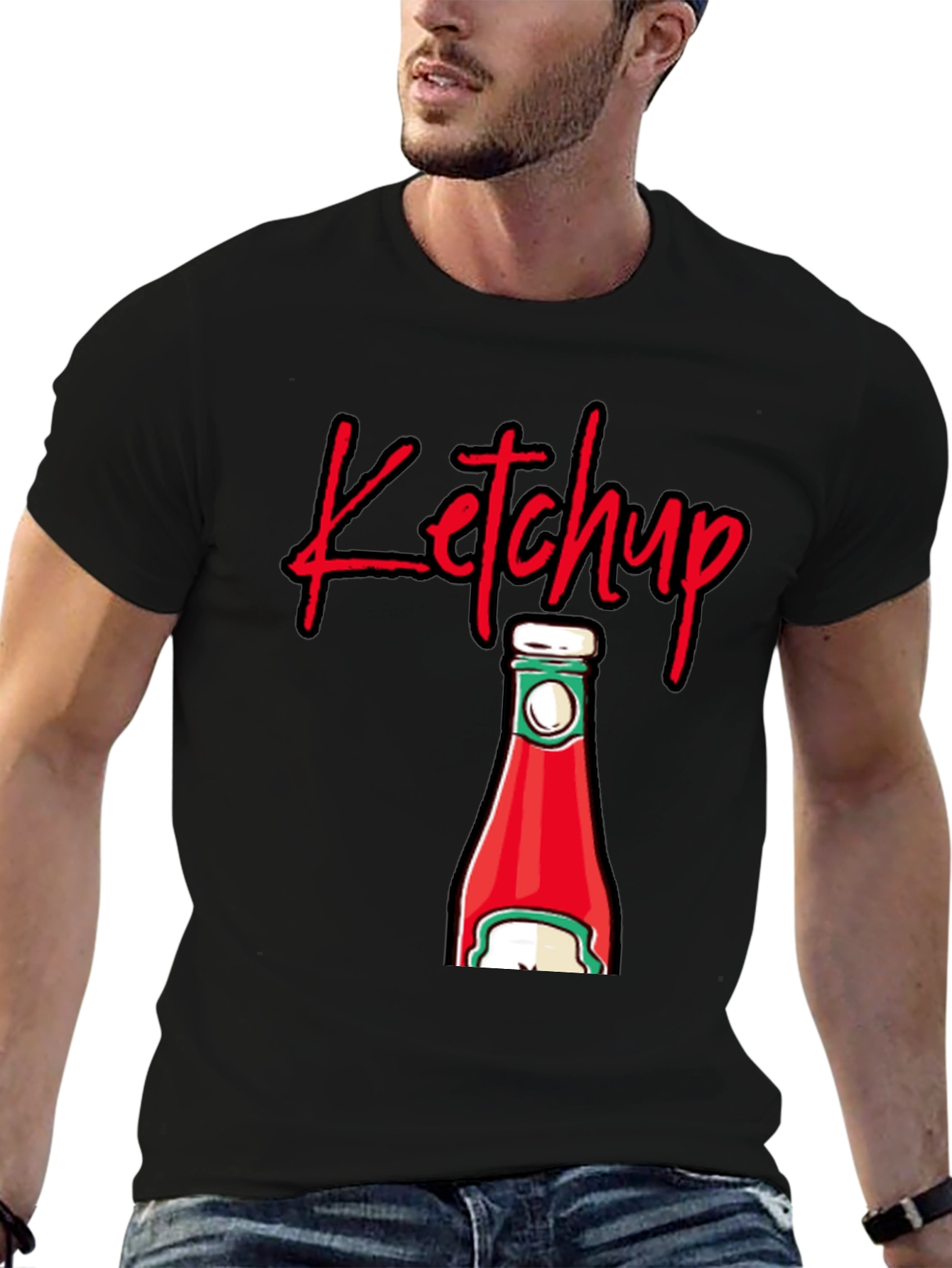 Ketchup Bottle Graphic T-Shirt - Black