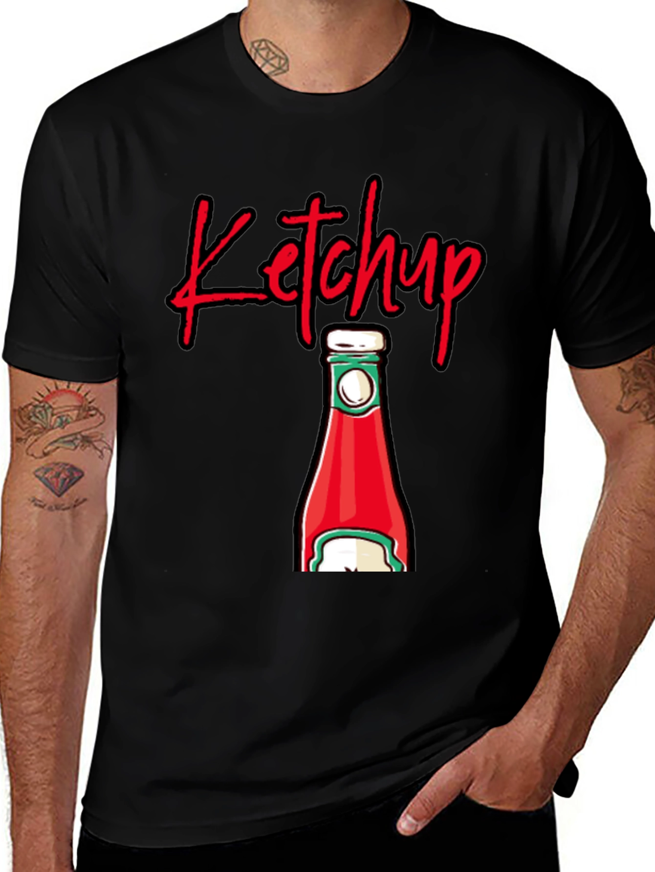 Ketchup Bottle Graphic T-Shirt - Black