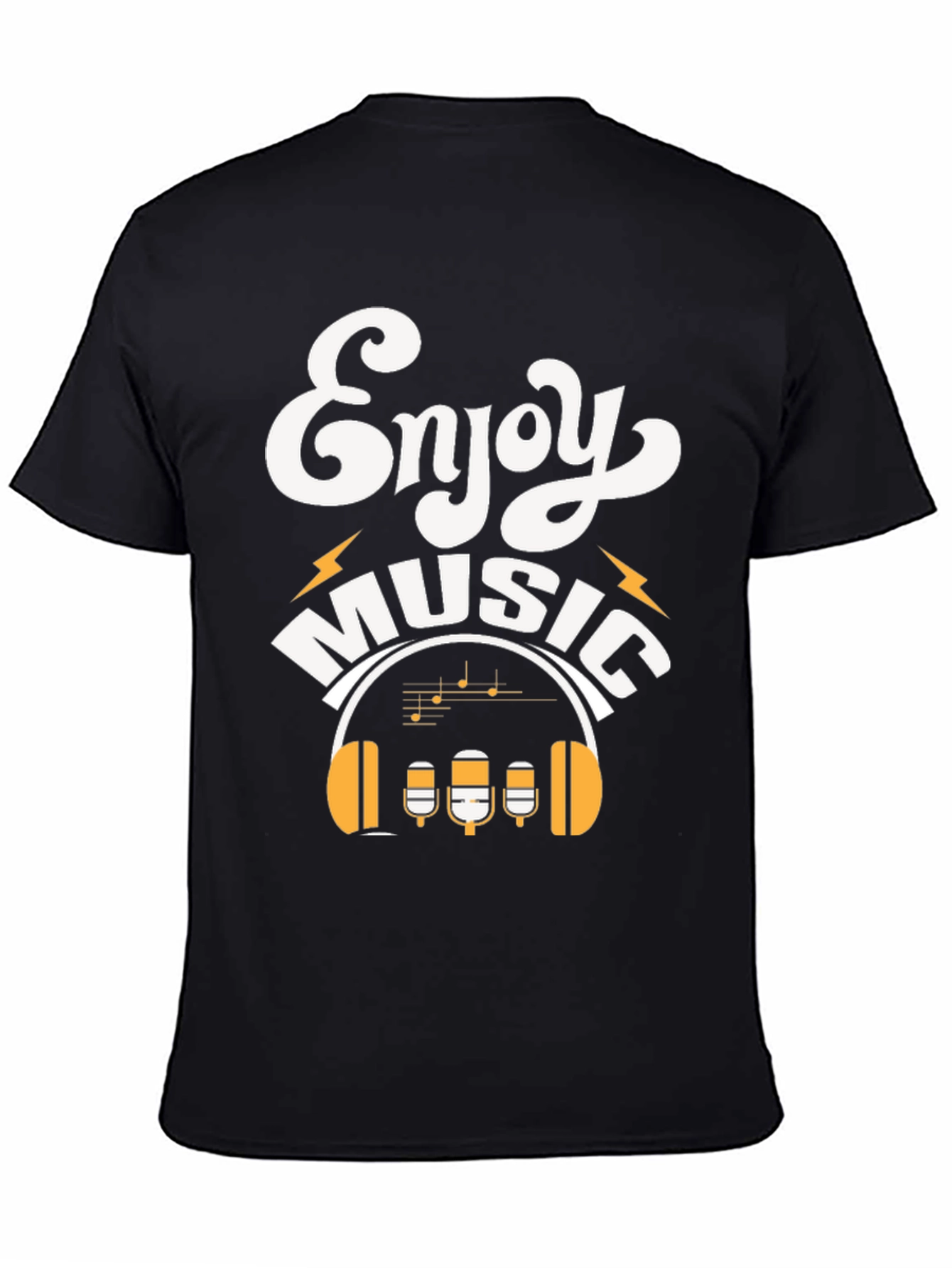 Enjoy Music Graphic Print Crew Neck T-Shirt