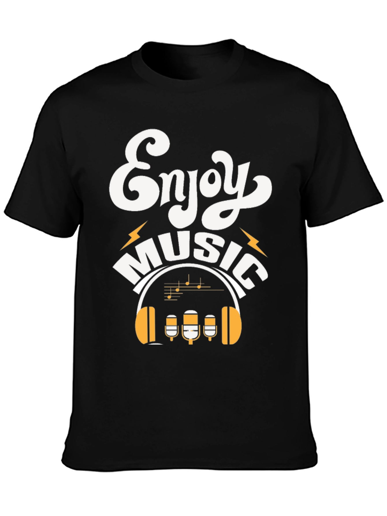 Enjoy Music Graphic Print Crew Neck T-Shirt