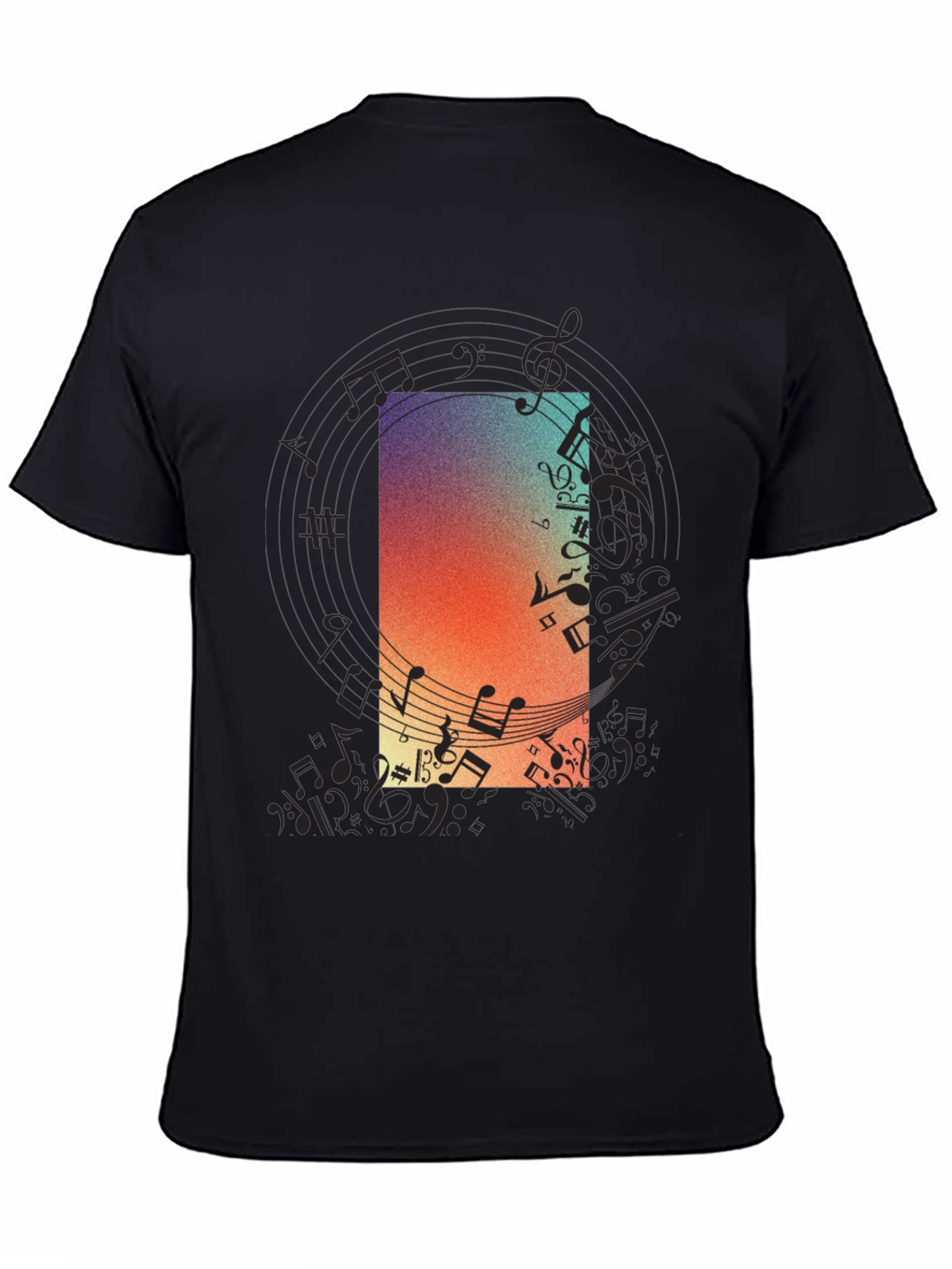 Music Note Graphic Tee - Black Casual T-Shirt