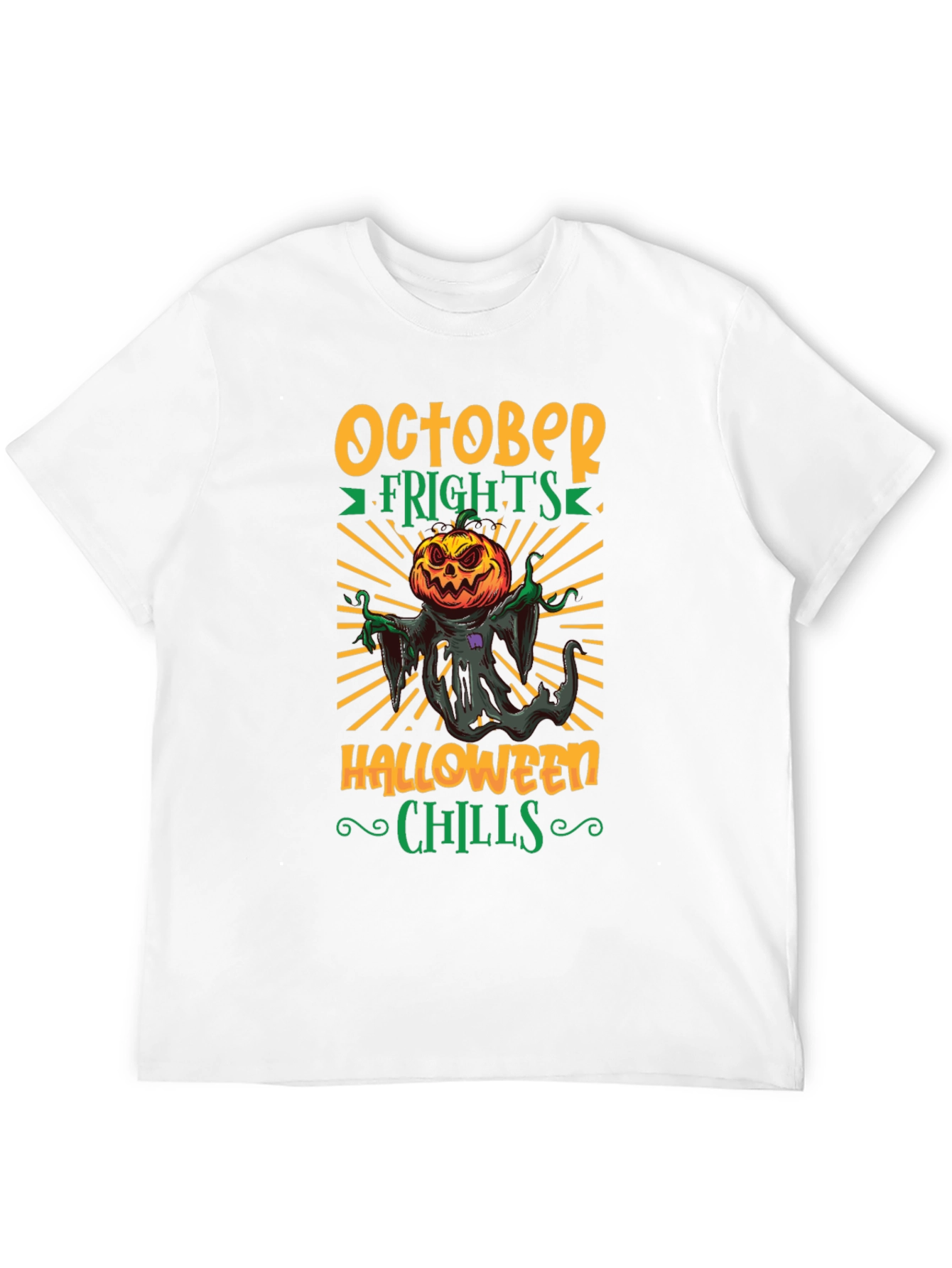 October Frights Halloween Chills Black Graphic Tee