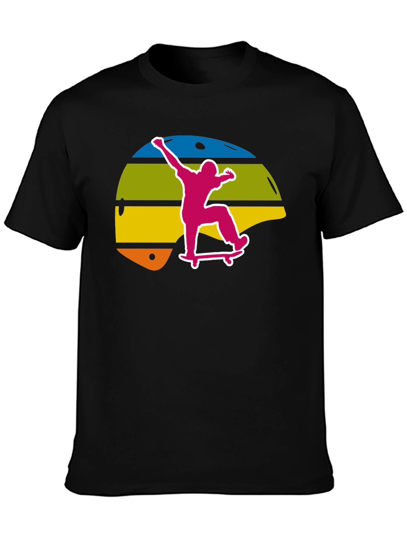 Skateboard Helmet Graphic Tee - Black