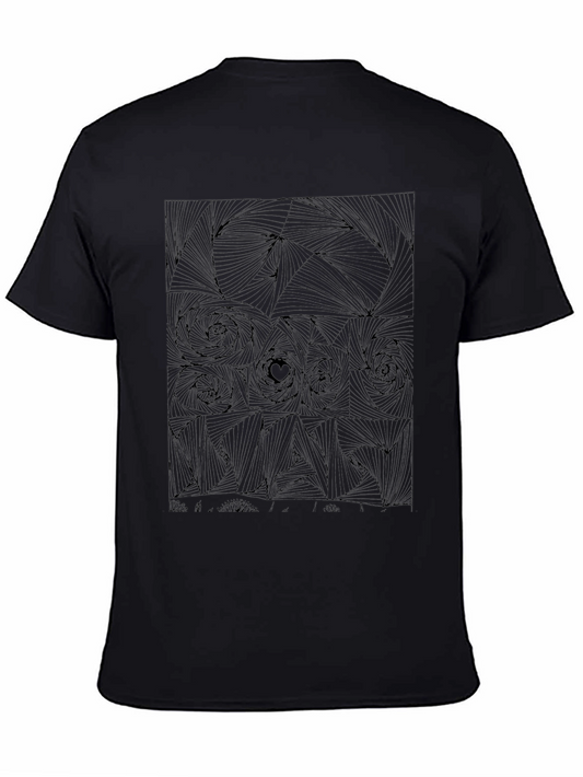 Abstract Rose Graphic Tee - Black Cotton T-Shirt