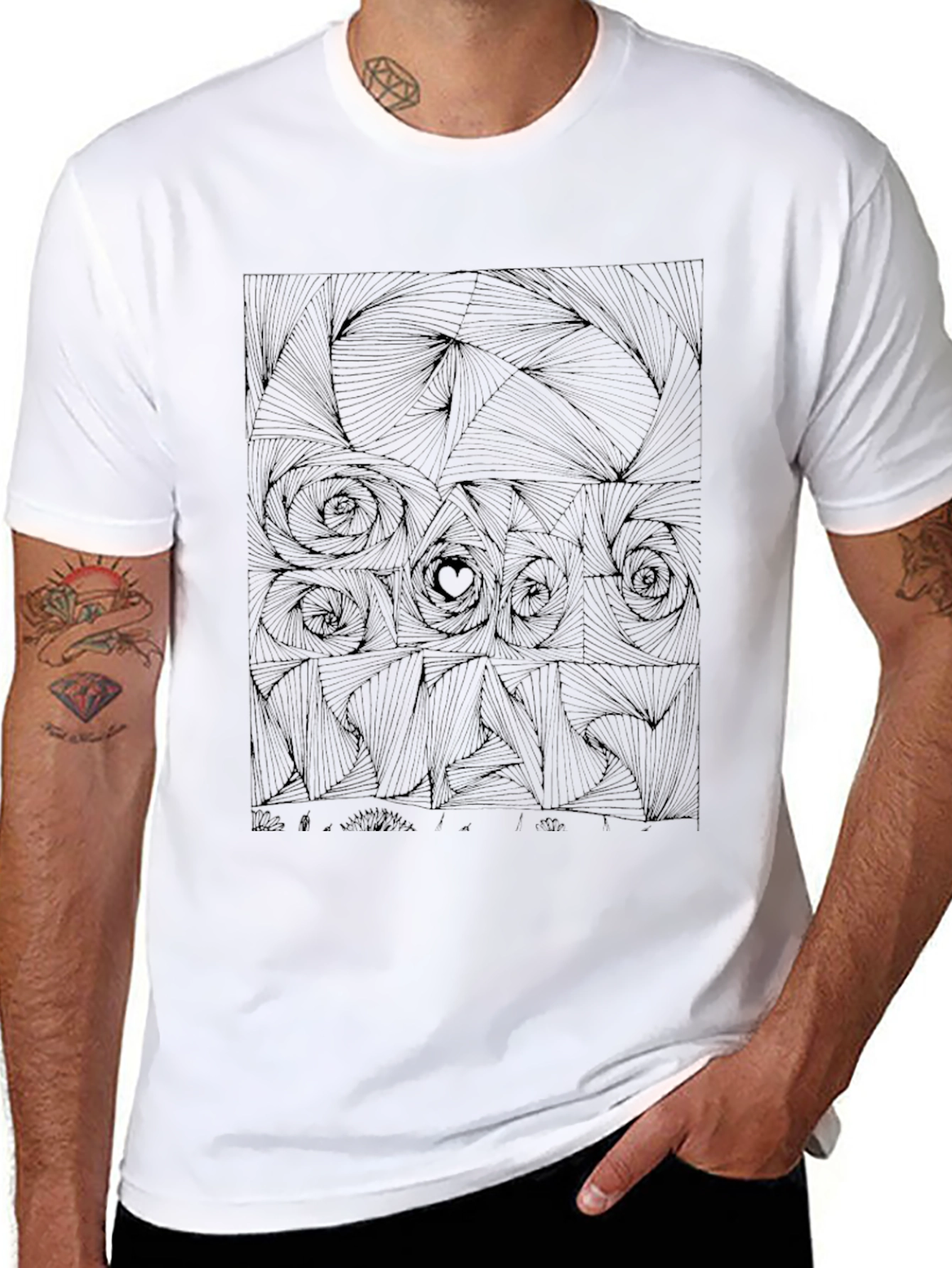 Abstract Rose Graphic Tee - Black Cotton T-Shirt
