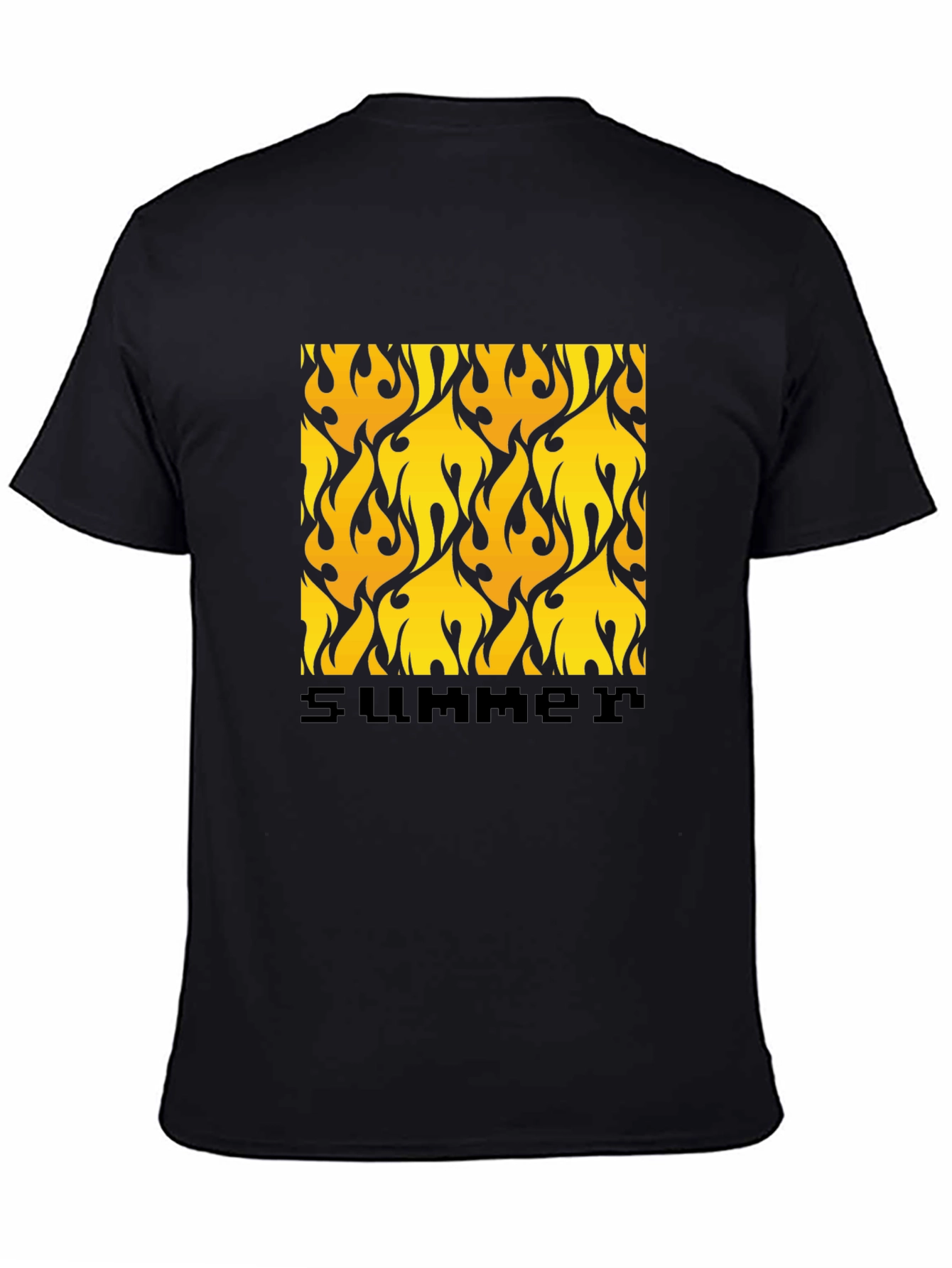 Summer Flame Tee - Bold Graphic Print Black T-Shirt