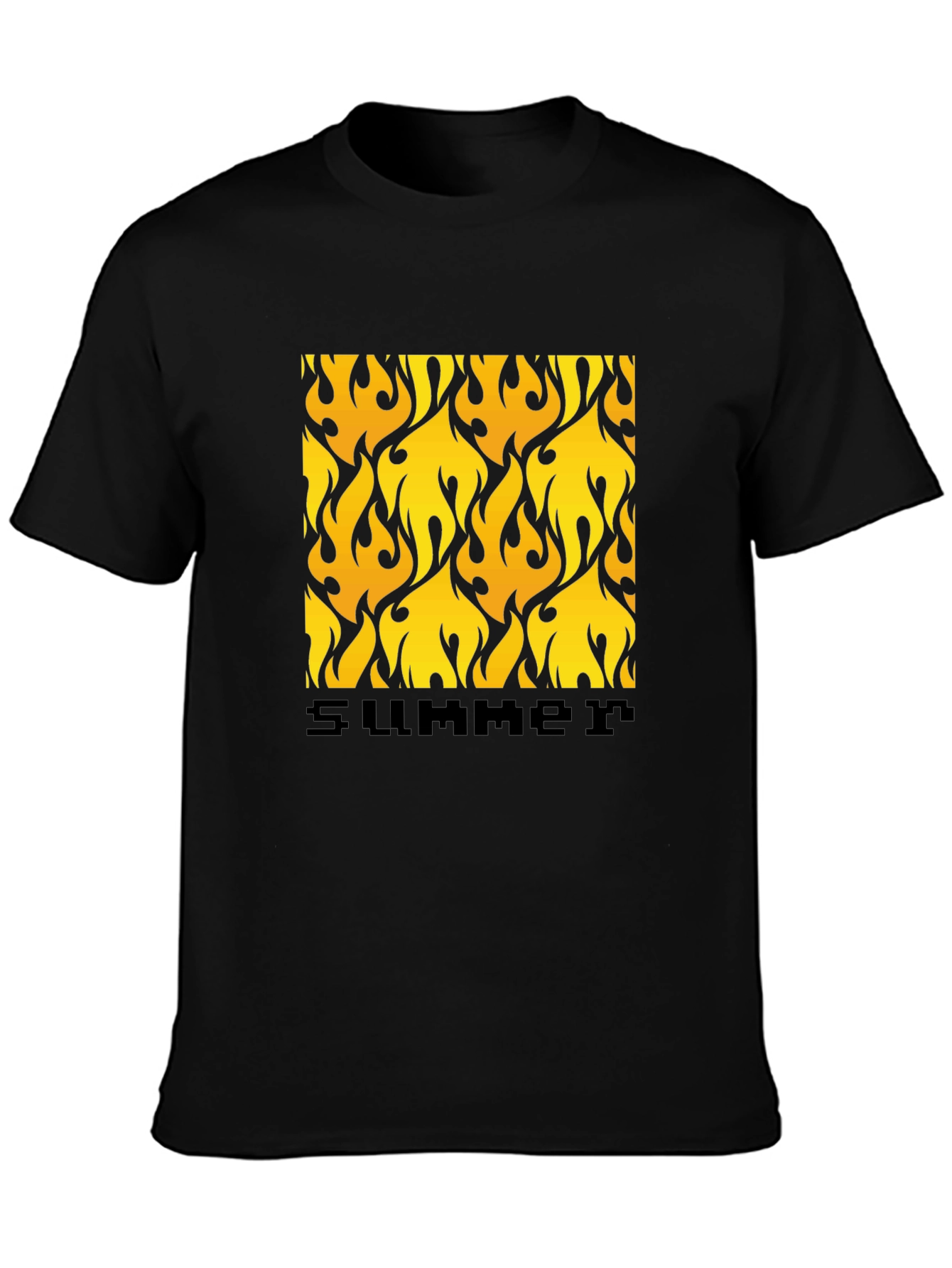 Summer Flame Tee - Bold Graphic Print Black T-Shirt