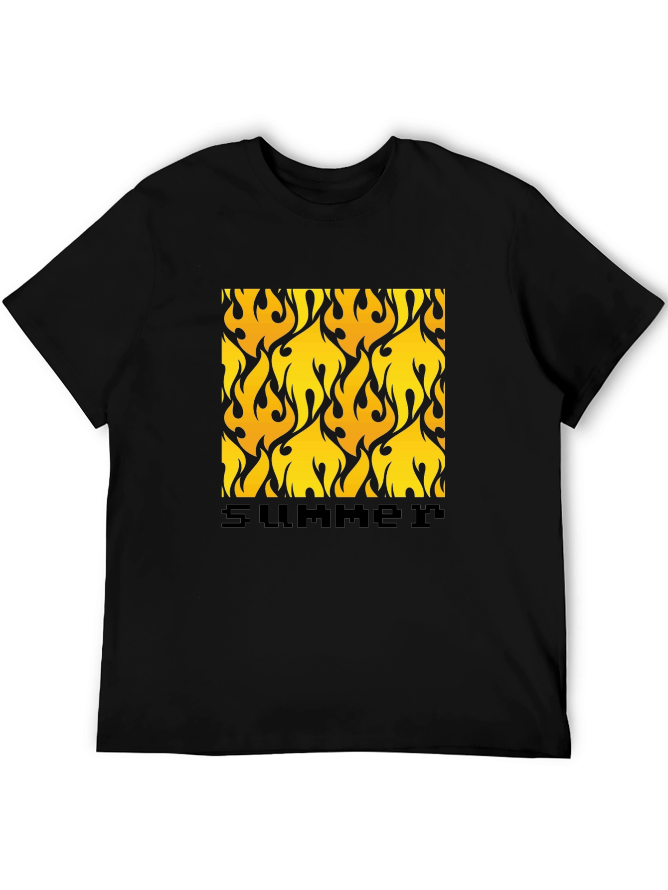 Summer Flame Tee - Bold Graphic Print Black T-Shirt
