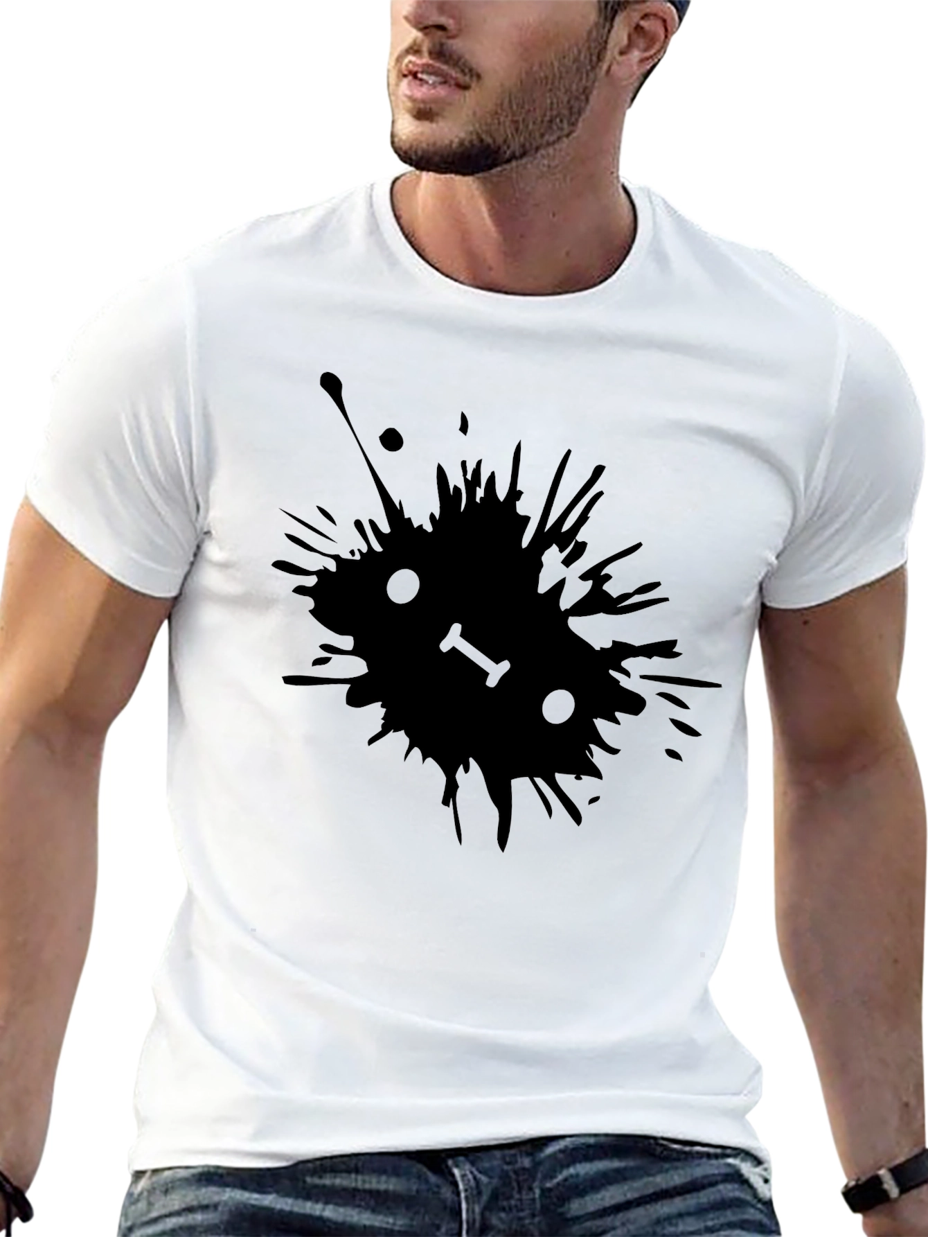 Ink Splatter Graphic Black Tee Shirt