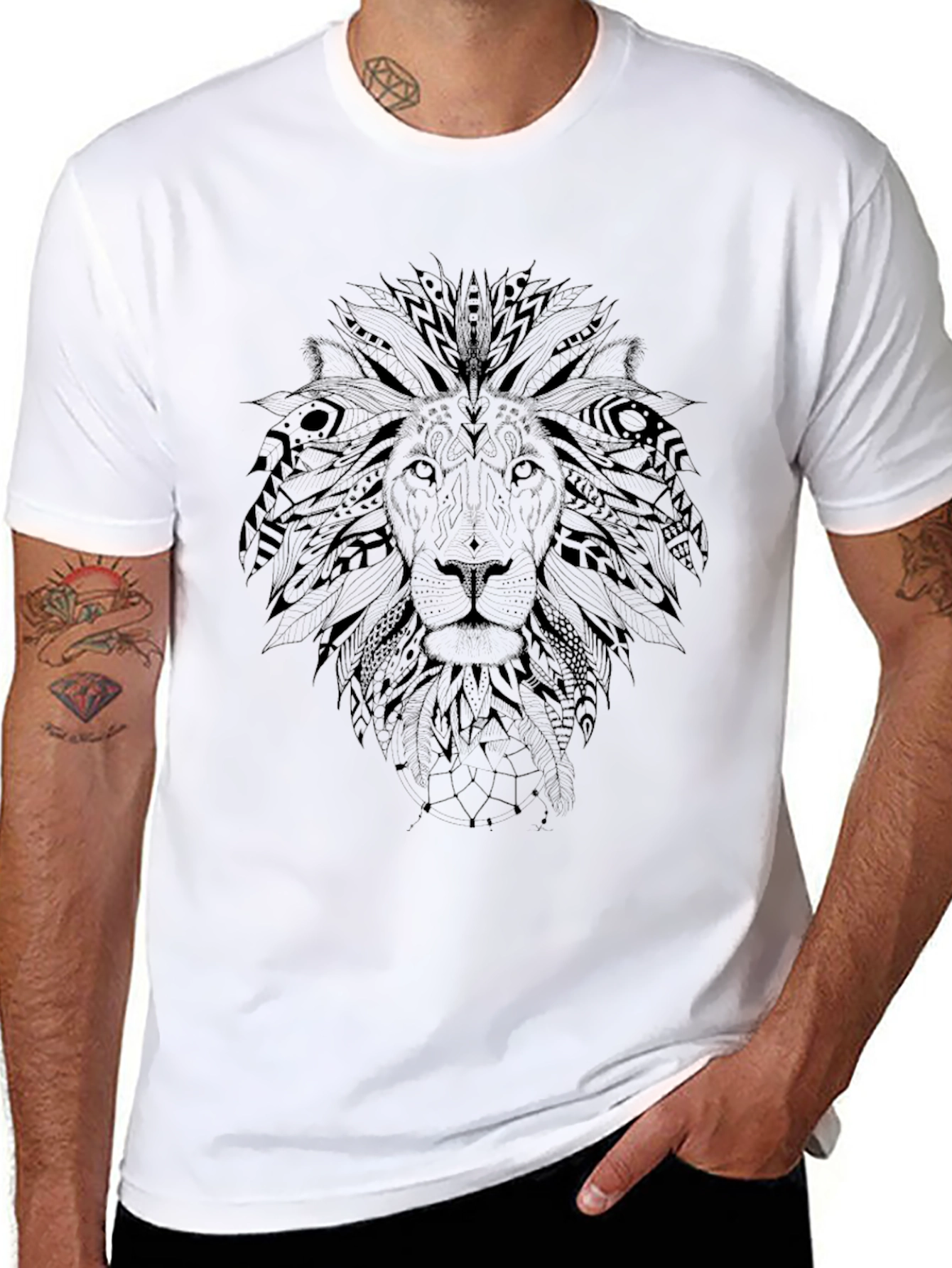 Lion Graphic Black Tee - Stylish Mens Casual Wear
