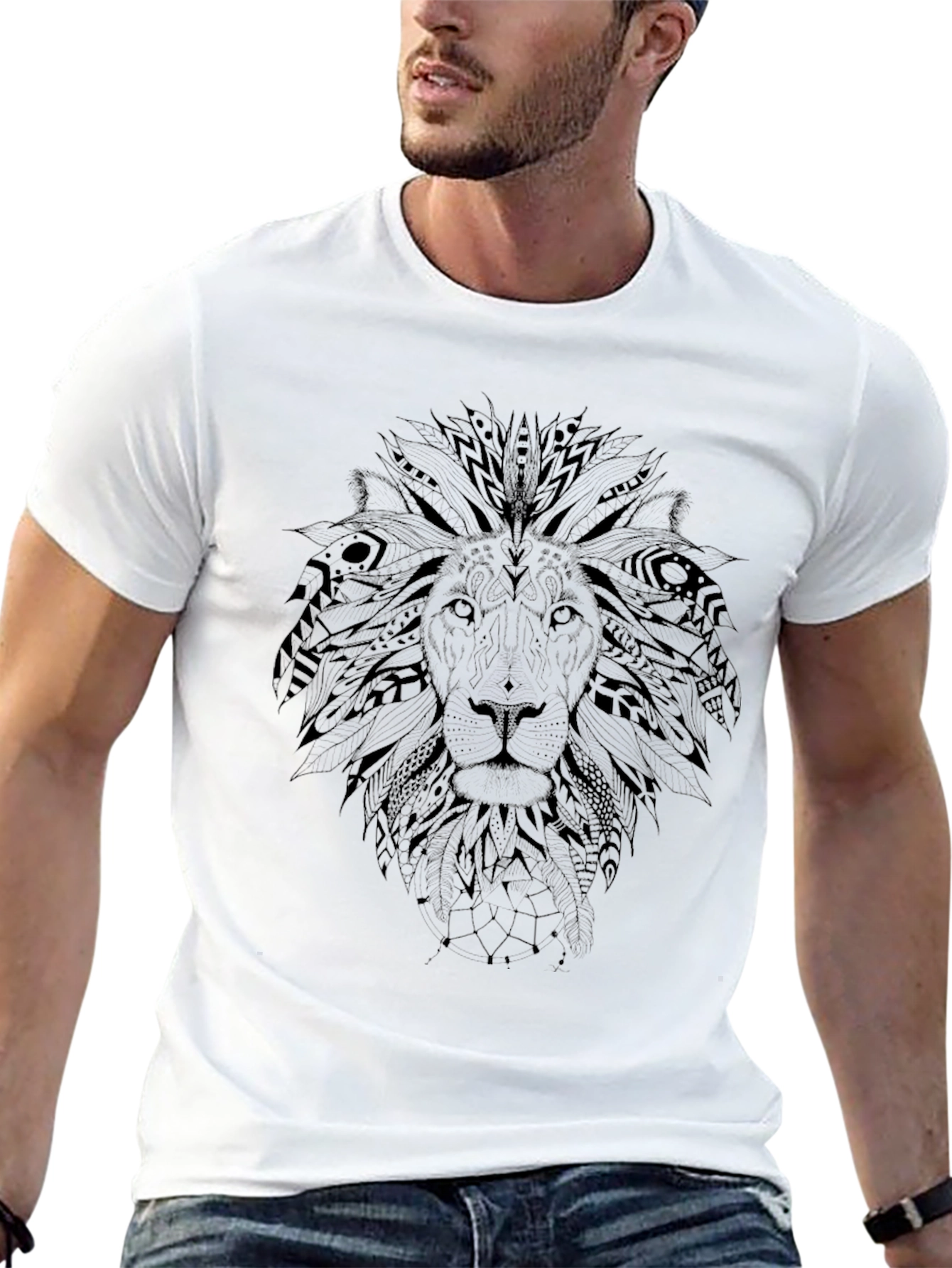 Lion Graphic Black Tee - Stylish Mens Casual Wear