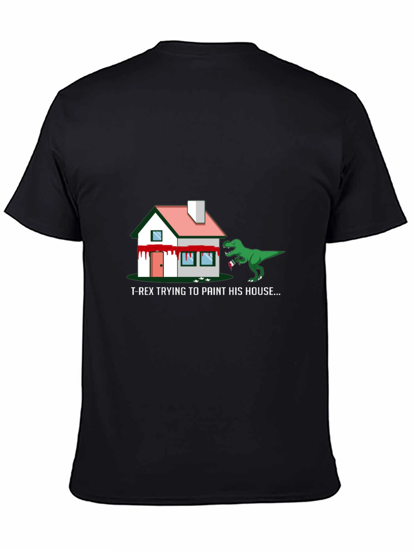 T-Rex Painting House Graphic Tee - Funny Dinosaur Shirt