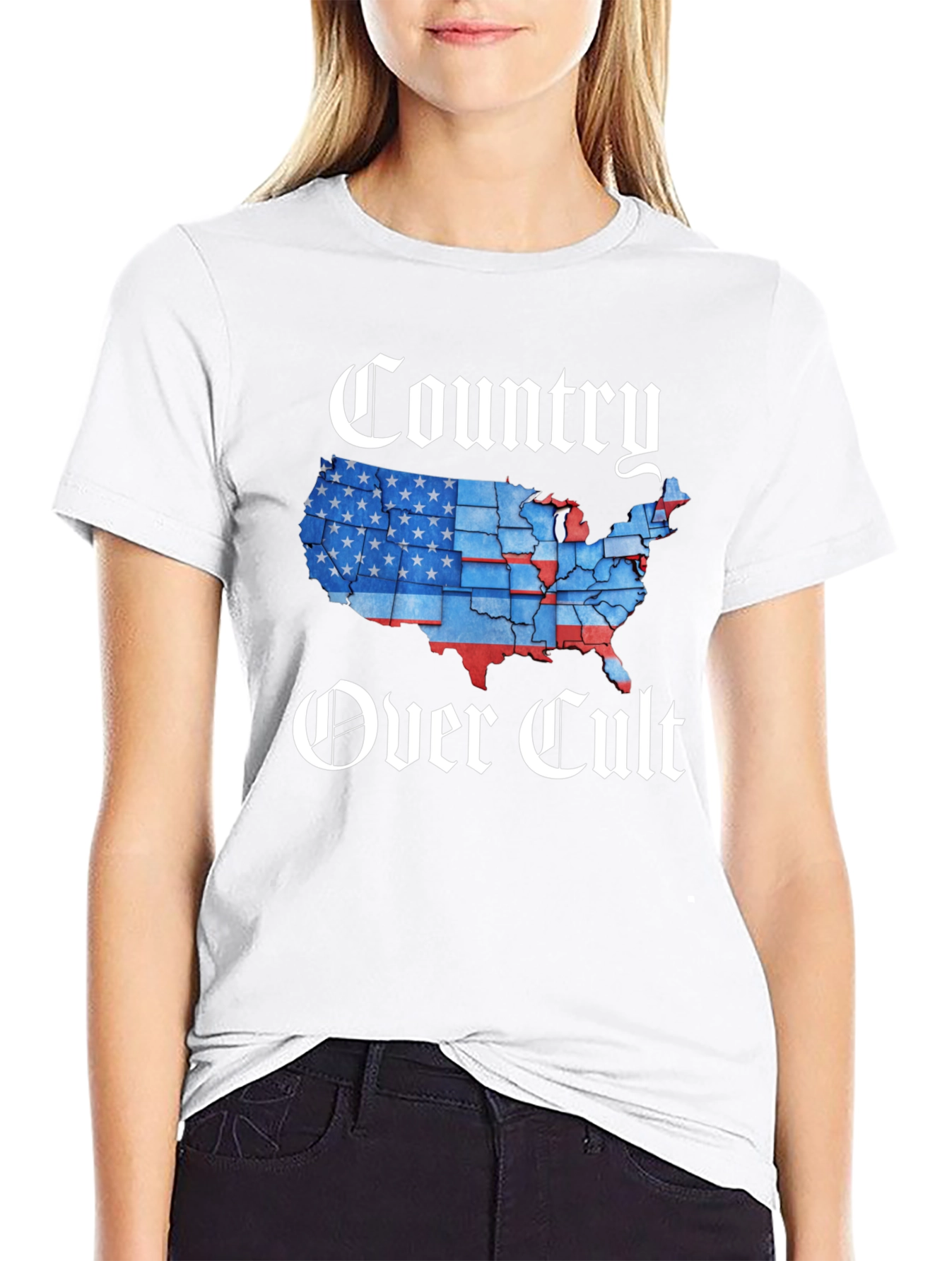 Country Over Cult Graphic T-Shirt USA Patriotic Tee