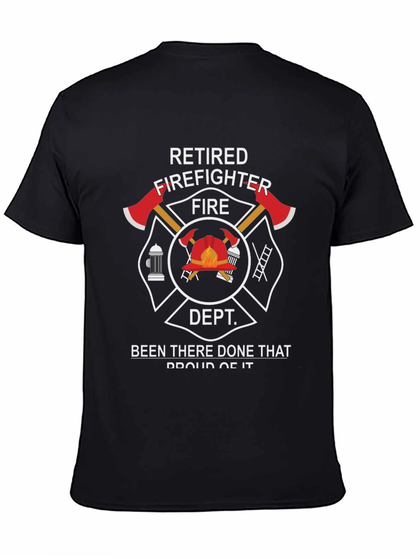 Retired Firefighter Black Graphic T-Shirt