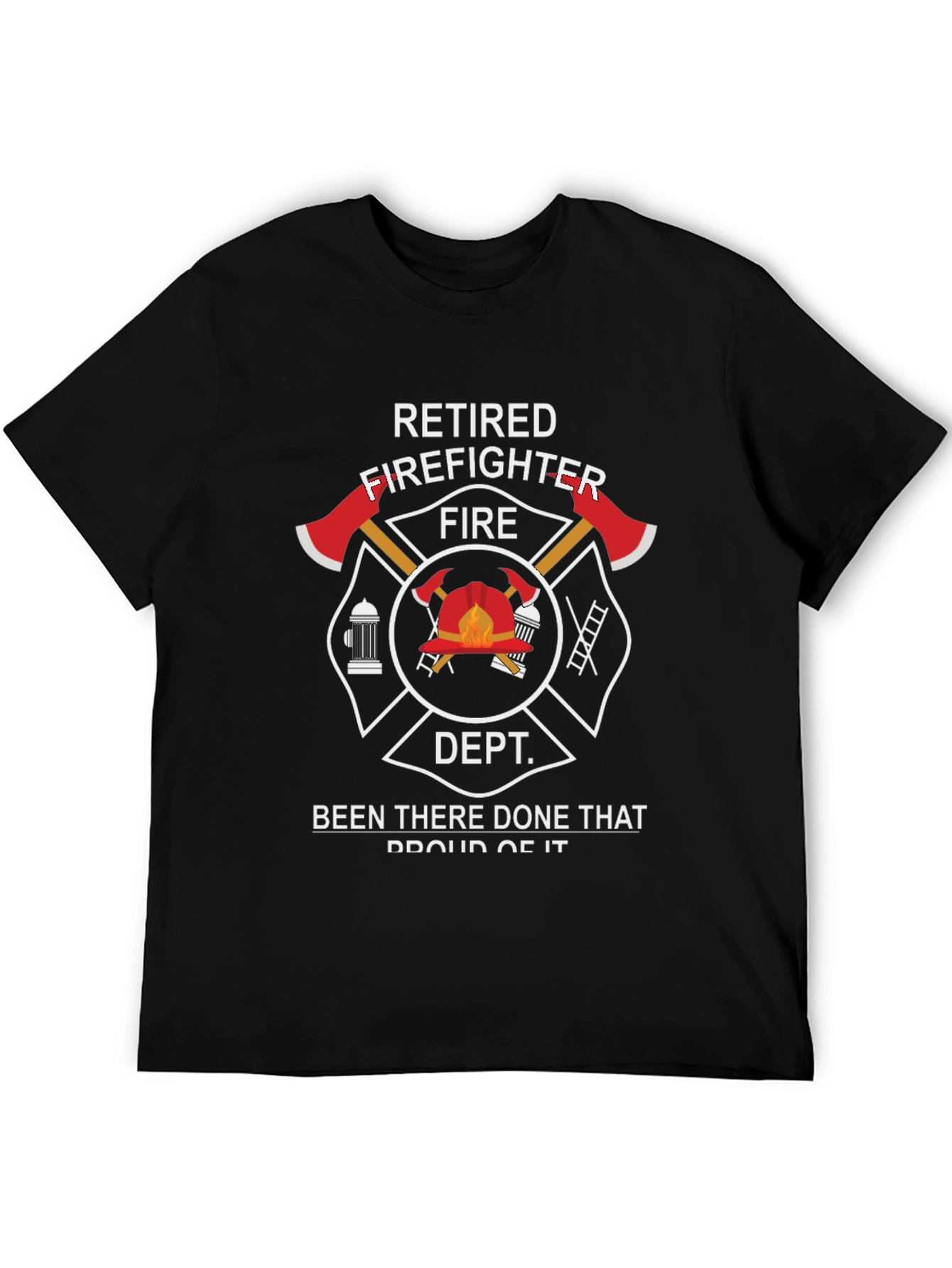 Retired Firefighter Black Graphic T-Shirt