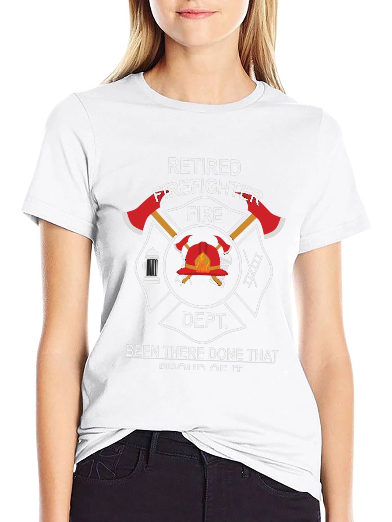Retired Firefighter Black Graphic T-Shirt