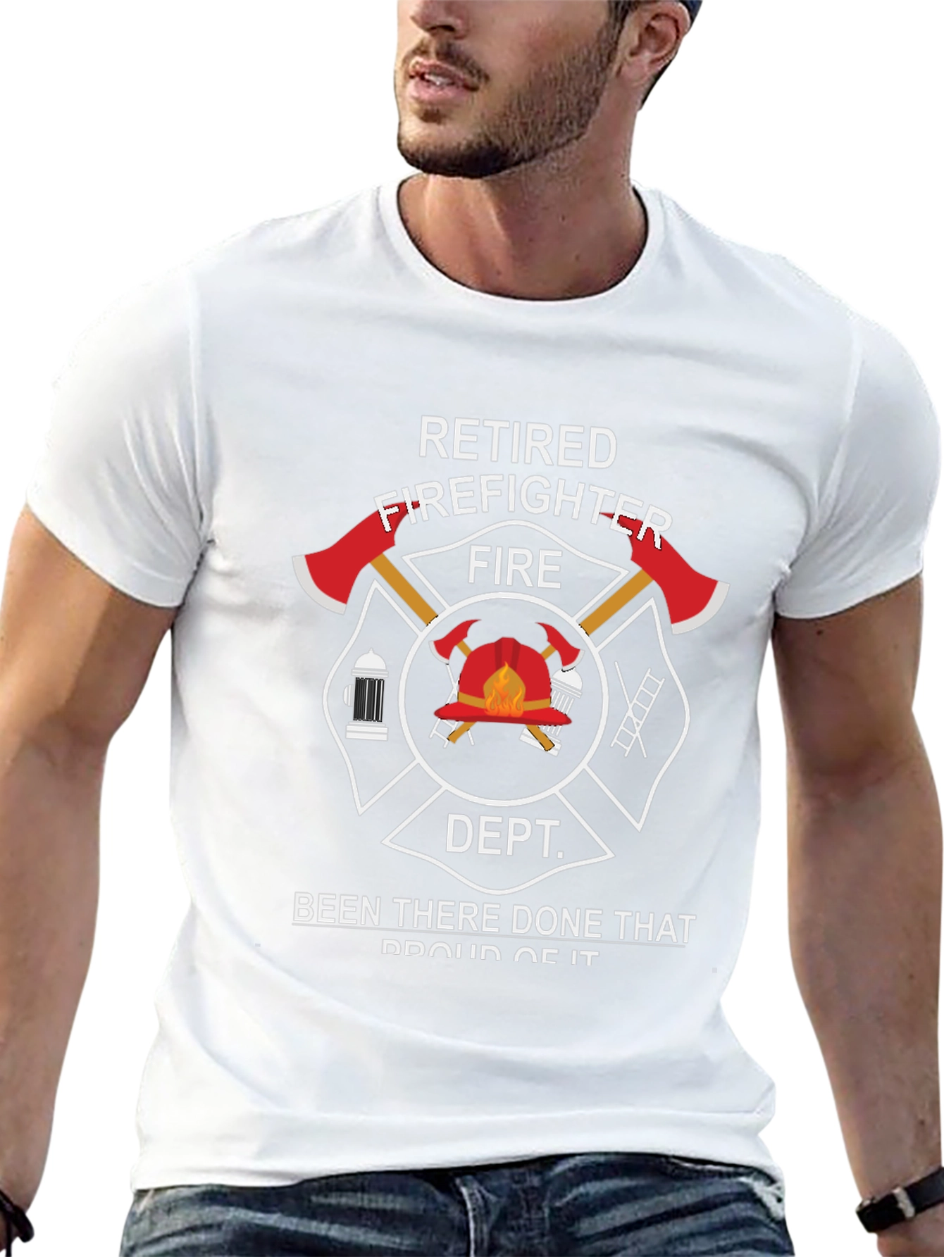 Retired Firefighter Black Graphic T-Shirt