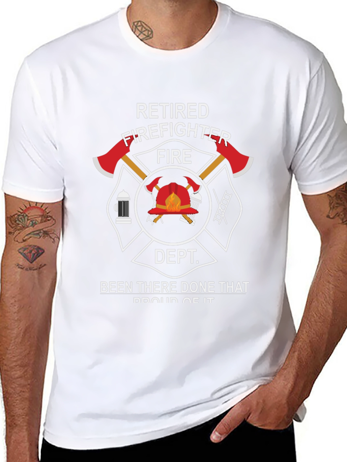Retired Firefighter Black Graphic T-Shirt