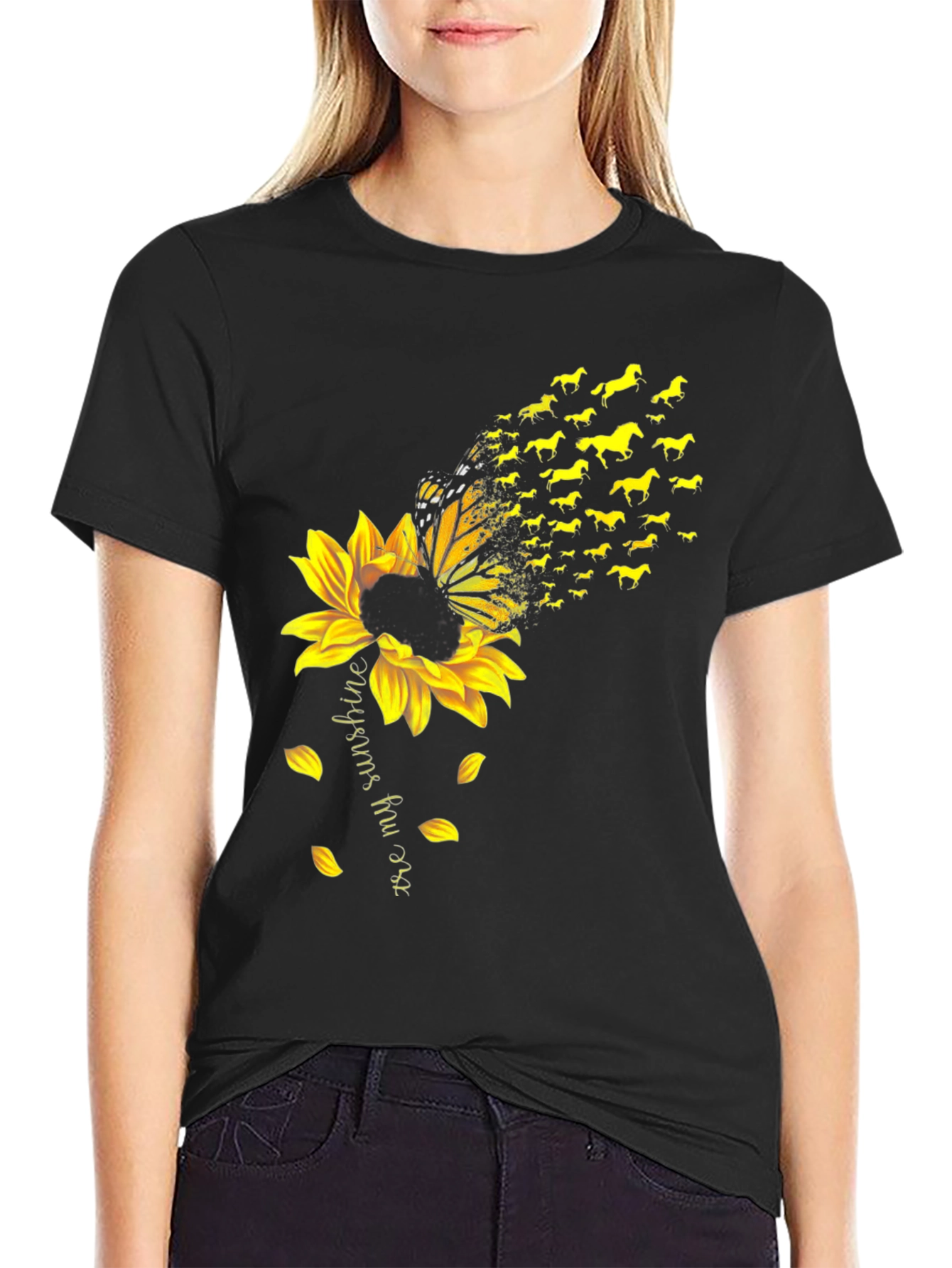 Sunflower Butterfly Horse Graphic Tee