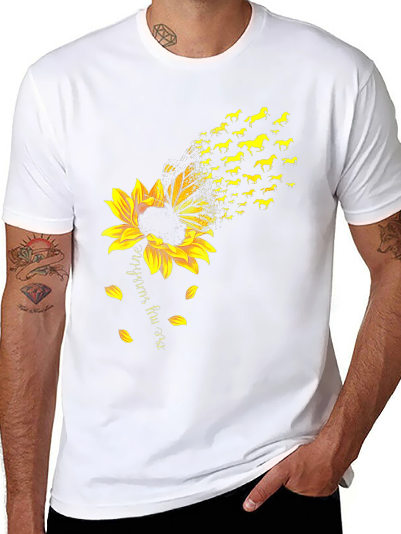 Sunflower Butterfly Horse Graphic Tee