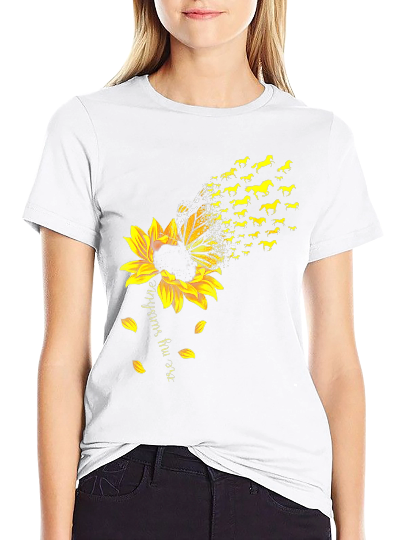 Sunflower Butterfly Horse Graphic Tee