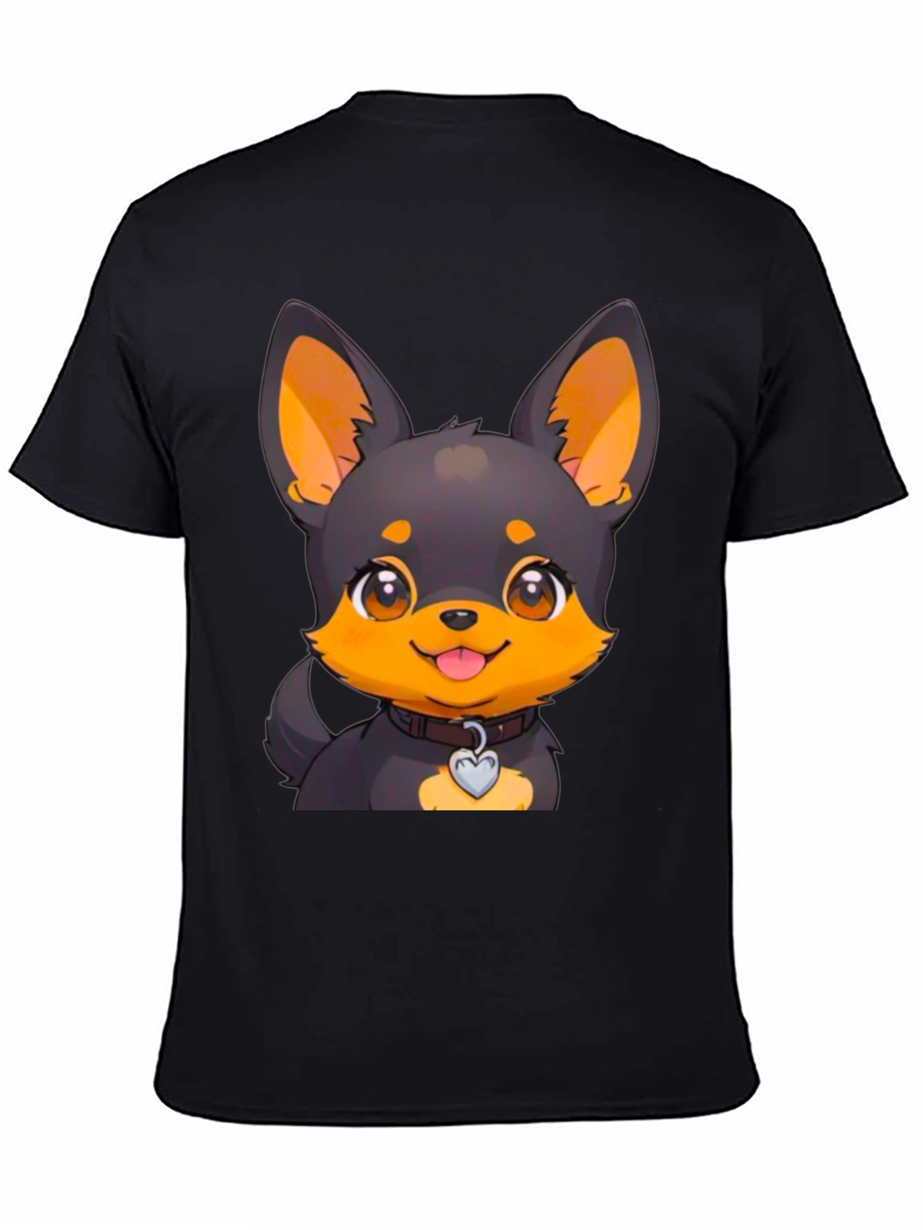 Cute Dog Cartoon T-Shirt - Black