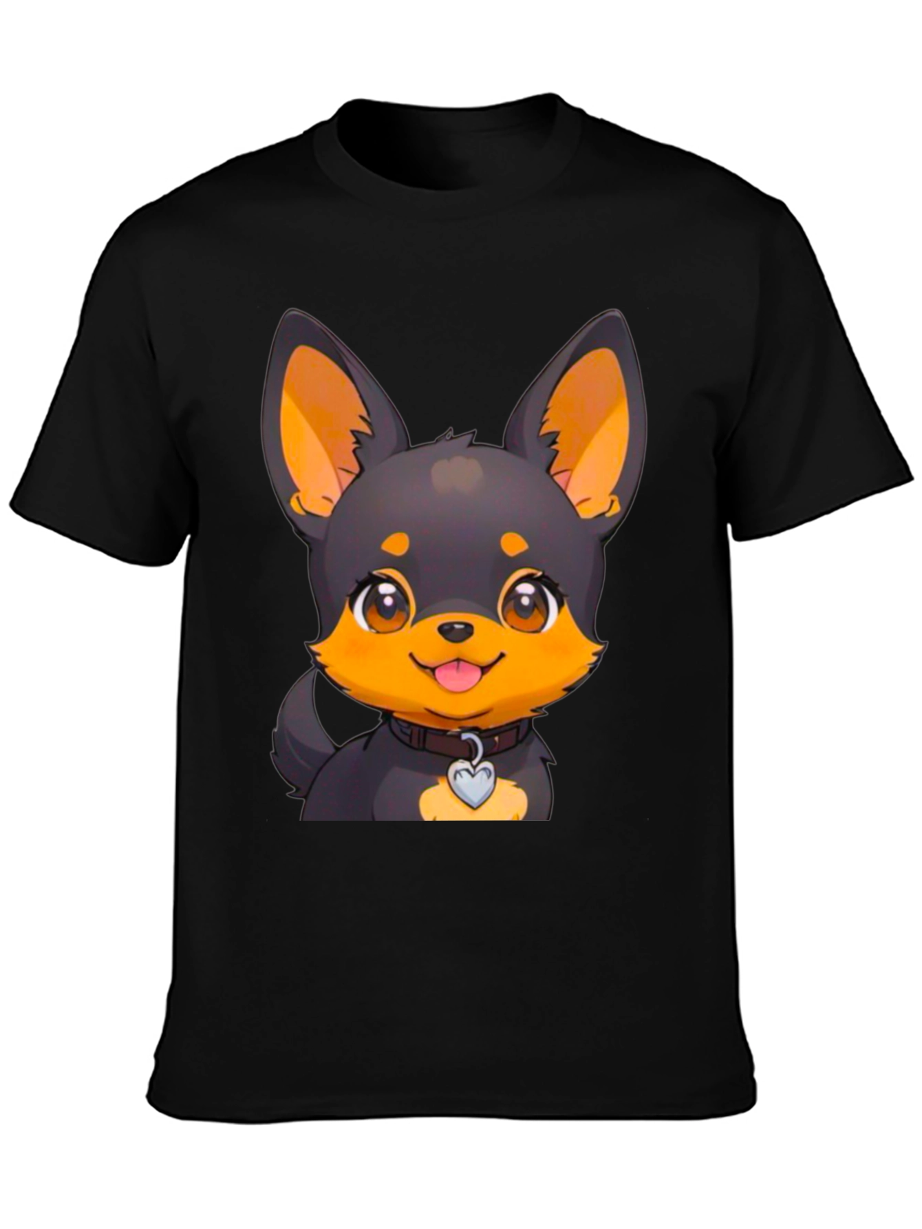 Cute Dog Cartoon T-Shirt - Black