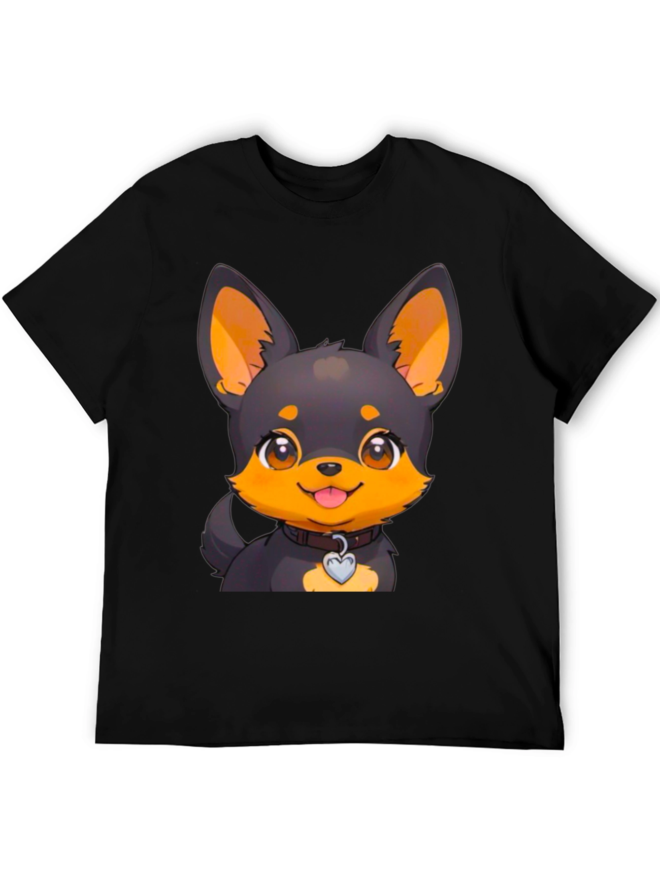 Cute Dog Cartoon T-Shirt - Black