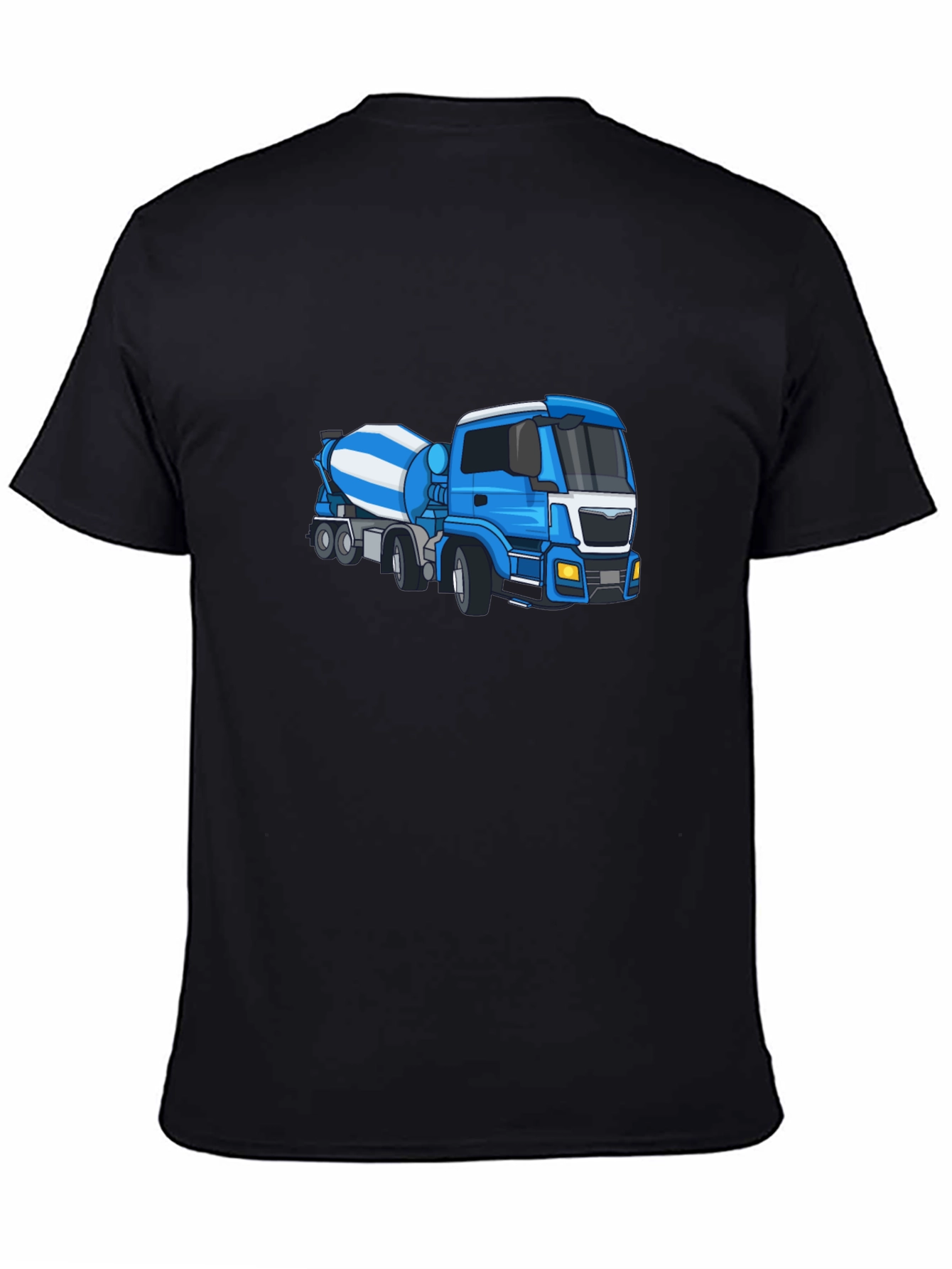 Black Tee with Blue Cement Mixer Truck Graphic